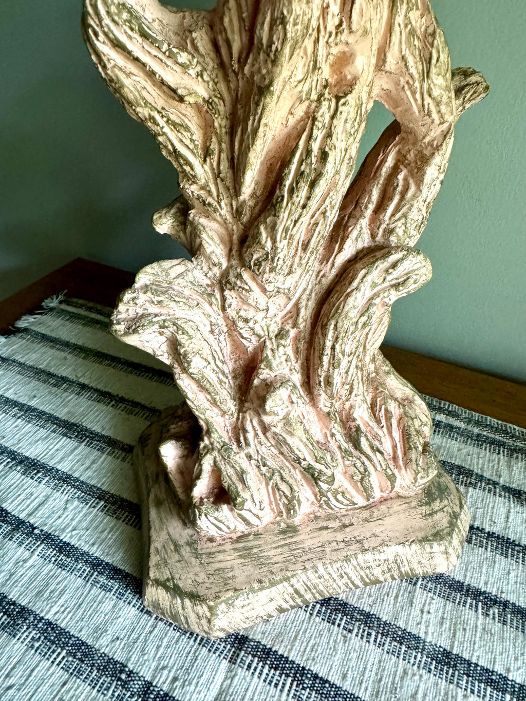 Vintage Pink Chalk Ware Faux Driftwood Lamp | Faux Driftwood Pink Lamp | Pink Plaster Tree Trunk Table Lamp | Unique Pink Lamp