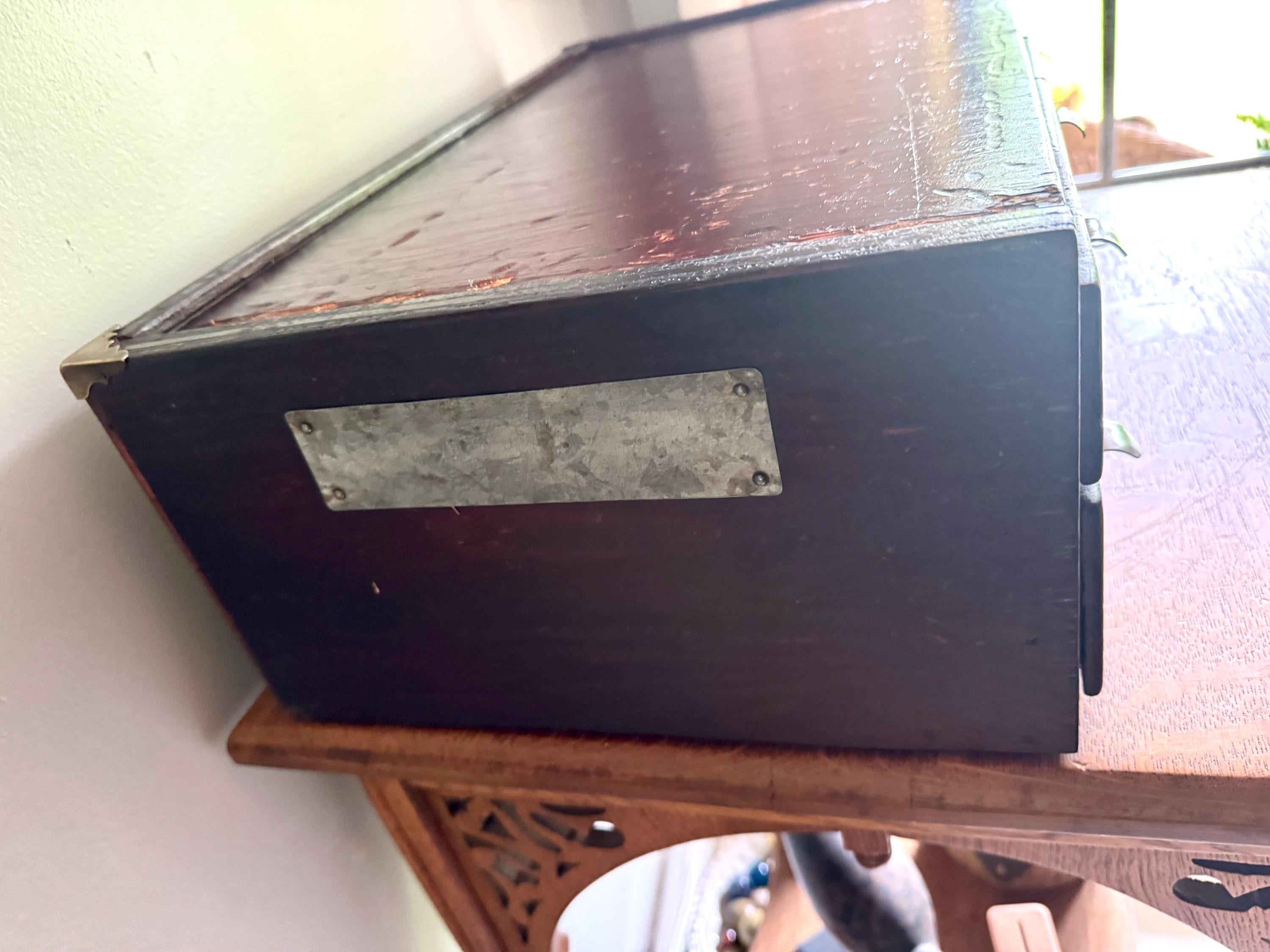 Antique Wood 4 Drawer Cabinet | Wood Countertop Locking Cabinet Drawers | Machinist Word Bench Cabinet | Cash Register Stand