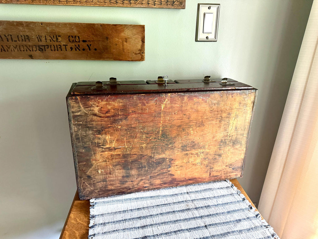 Antique Wood 4 Drawer Cabinet | Wood Countertop Locking Cabinet Drawers | Machinist Word Bench Cabinet | Cash Register Stand