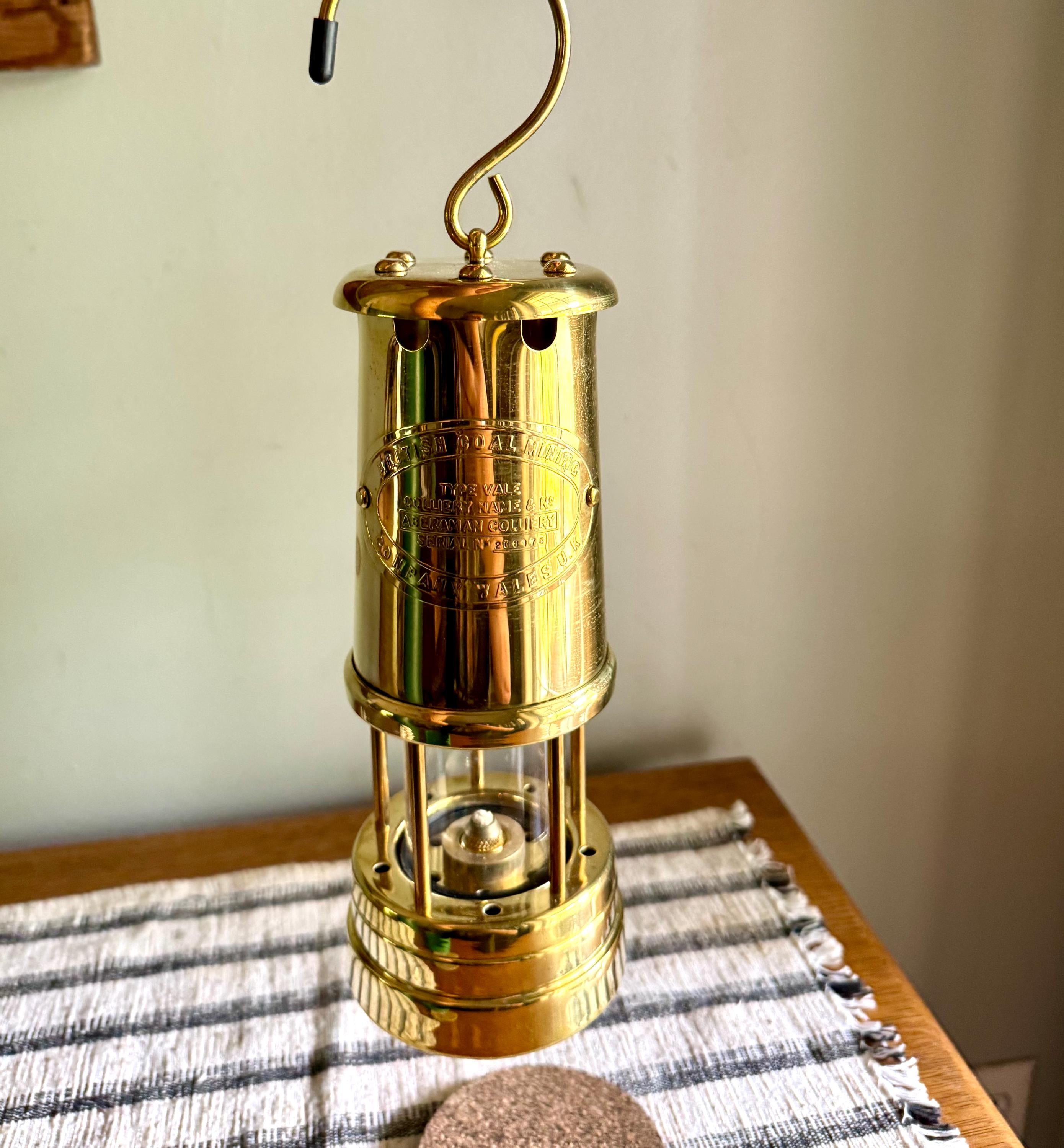 Vtg Brass British Coal Mining Lamp| Brass Miner's Lamp | Brass Welsh Safety Coal Miner's Lamp in Original Box| Brass Coal Mining Lantern