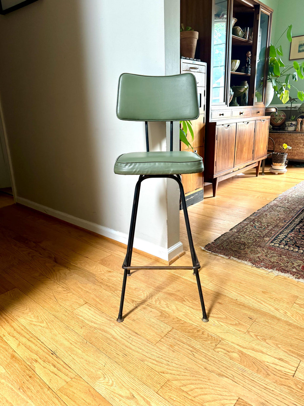 Industrial Drafting Chair | Ultra Stool & Chair Metal Stool | Green MCM Industrial Seating | Rustic Metal Chair | Mid Century Metal Chair