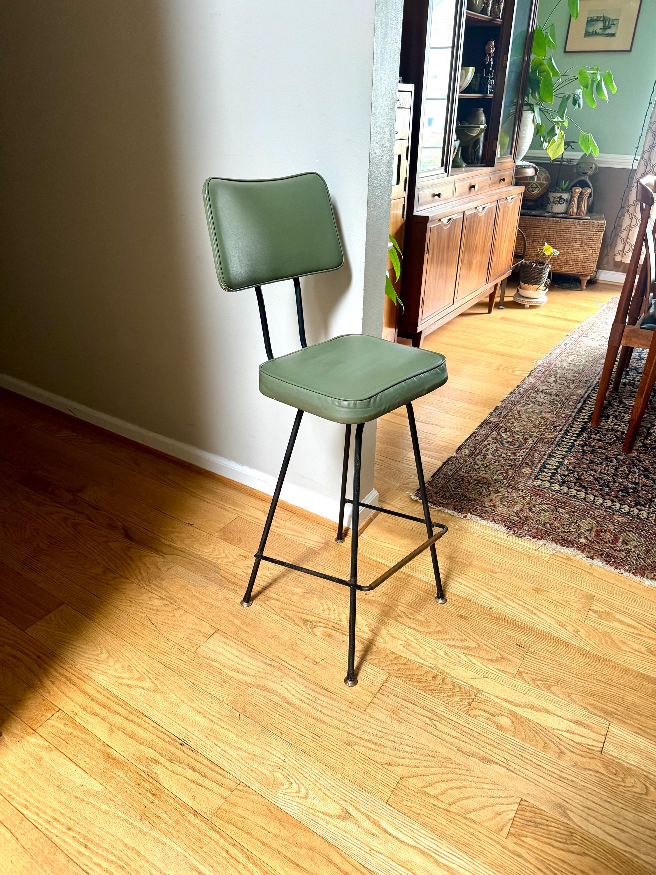 Industrial Drafting Chair | Ultra Stool & Chair Metal Stool | Green MCM Industrial Seating | Rustic Metal Chair | Mid Century Metal Chair