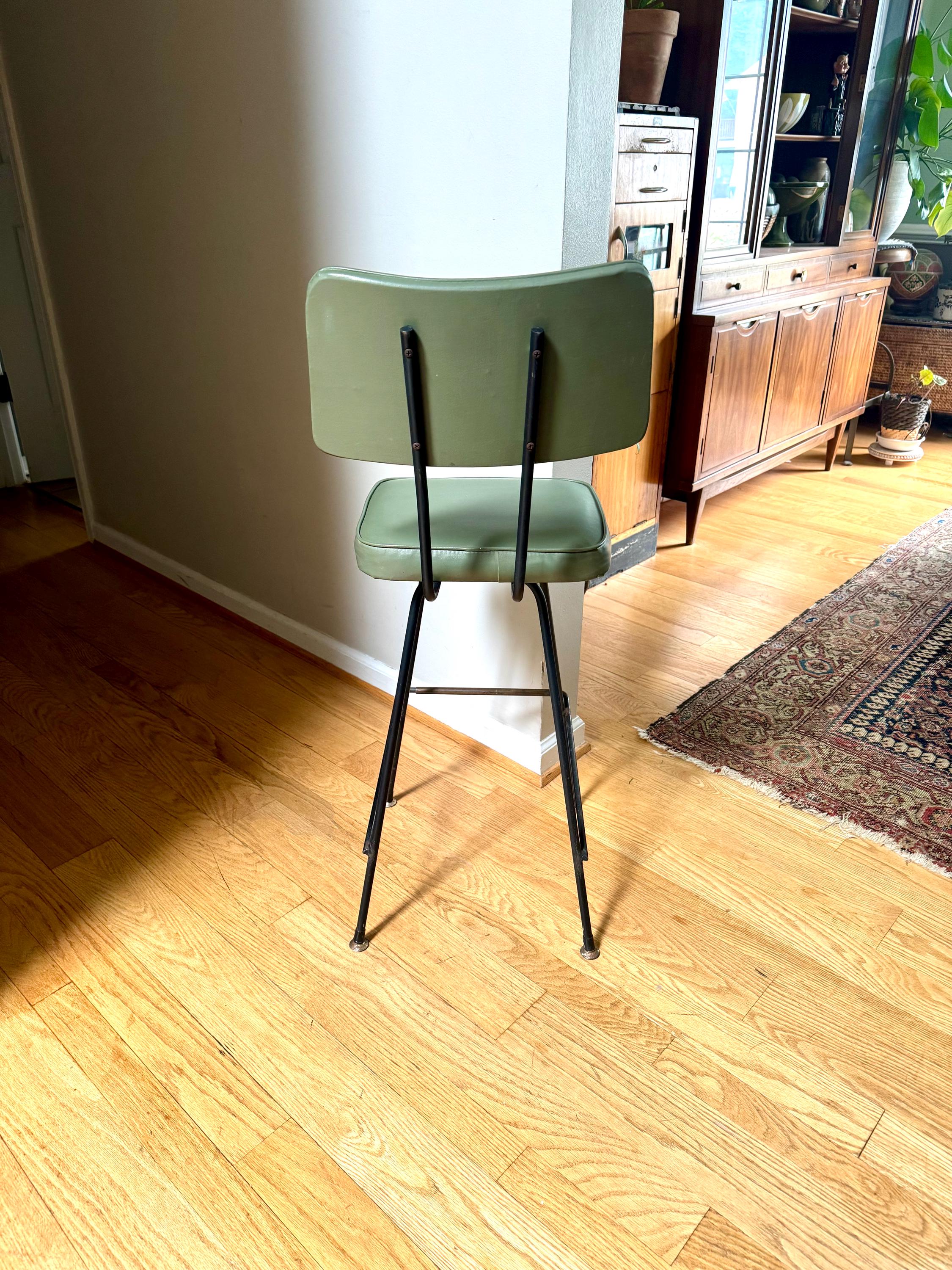 Industrial Drafting Chair | Ultra Stool & Chair Metal Stool | Green MCM Industrial Seating | Rustic Metal Chair | Mid Century Metal Chair