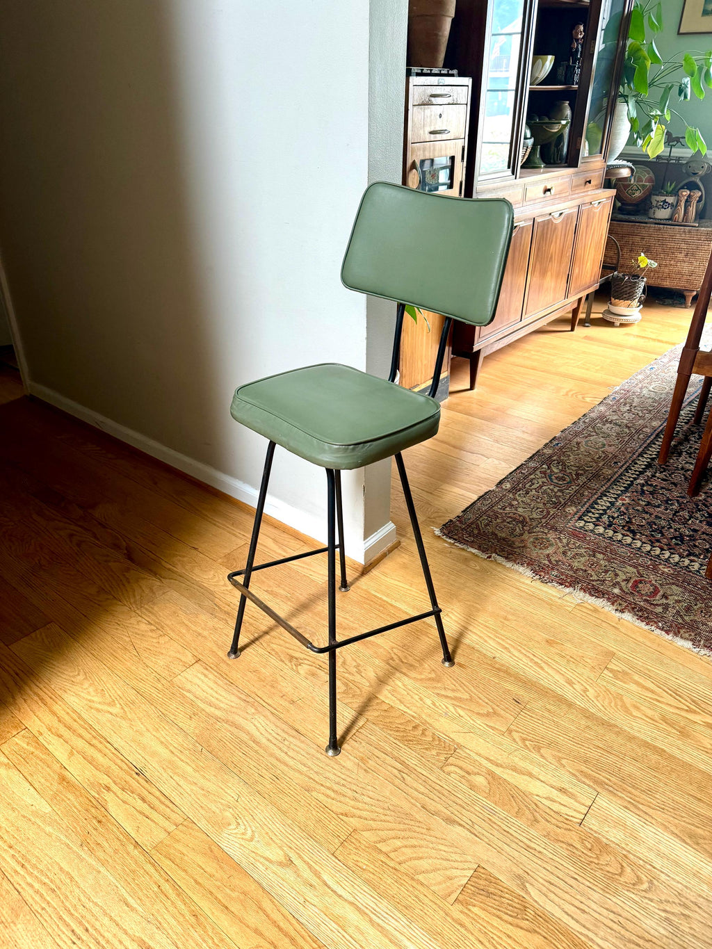 Industrial Drafting Chair | Ultra Stool & Chair Metal Stool | Green MCM Industrial Seating | Rustic Metal Chair | Mid Century Metal Chair