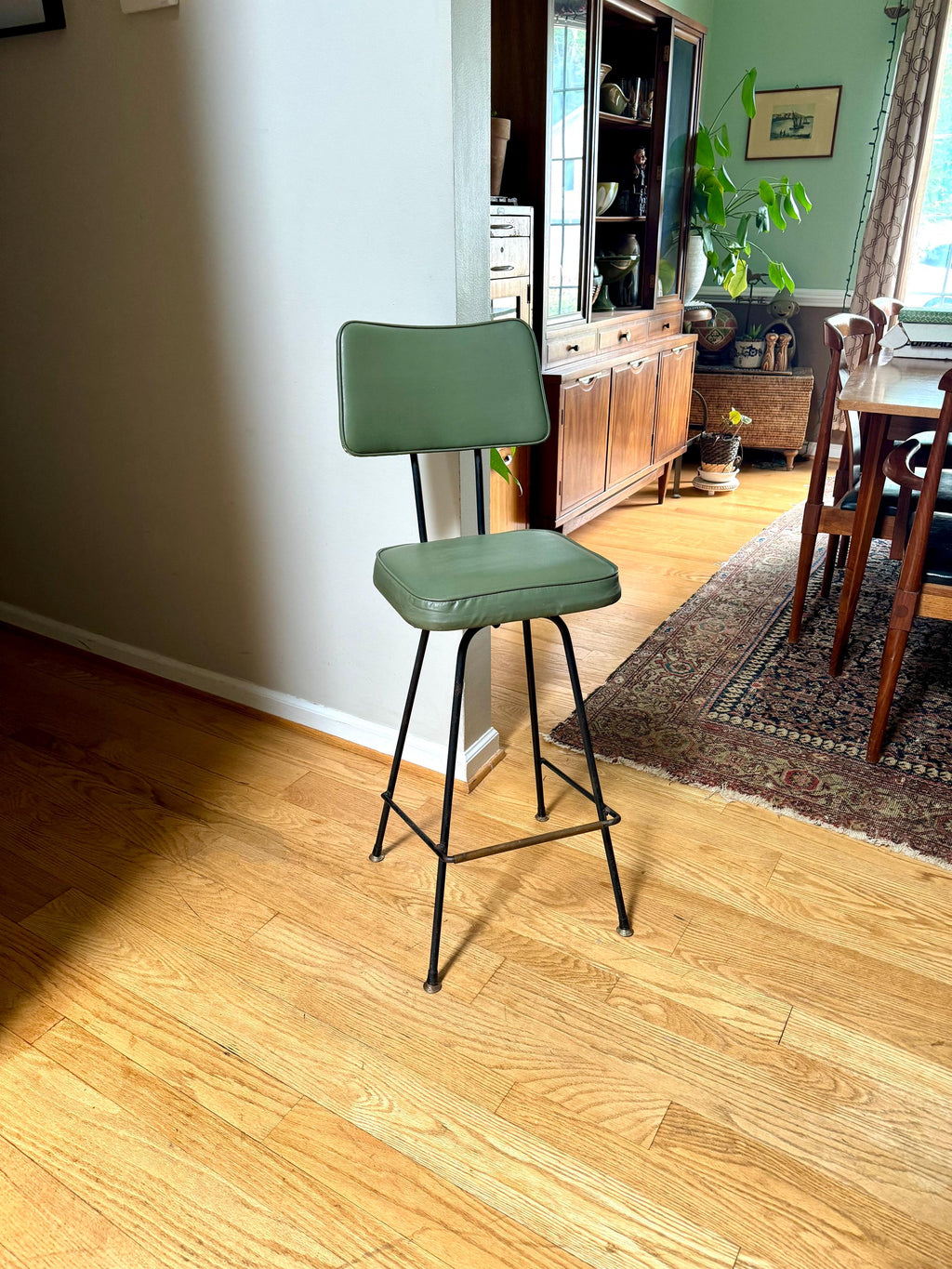 Industrial Drafting Chair | Ultra Stool & Chair Metal Stool | Green MCM Industrial Seating | Rustic Metal Chair | Mid Century Metal Chair