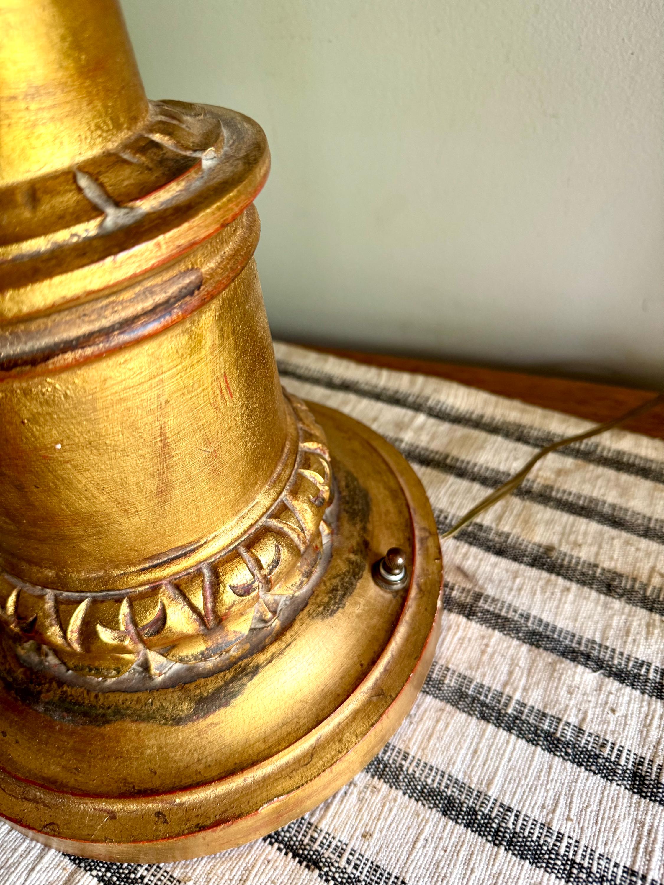 Vtg Large Gilded Torchiere Lamp By Rembrandt | Rembrandt Art Deco Gold Floor Lamp With Glass Shade | Ornate Victorian Gold Large Lamp