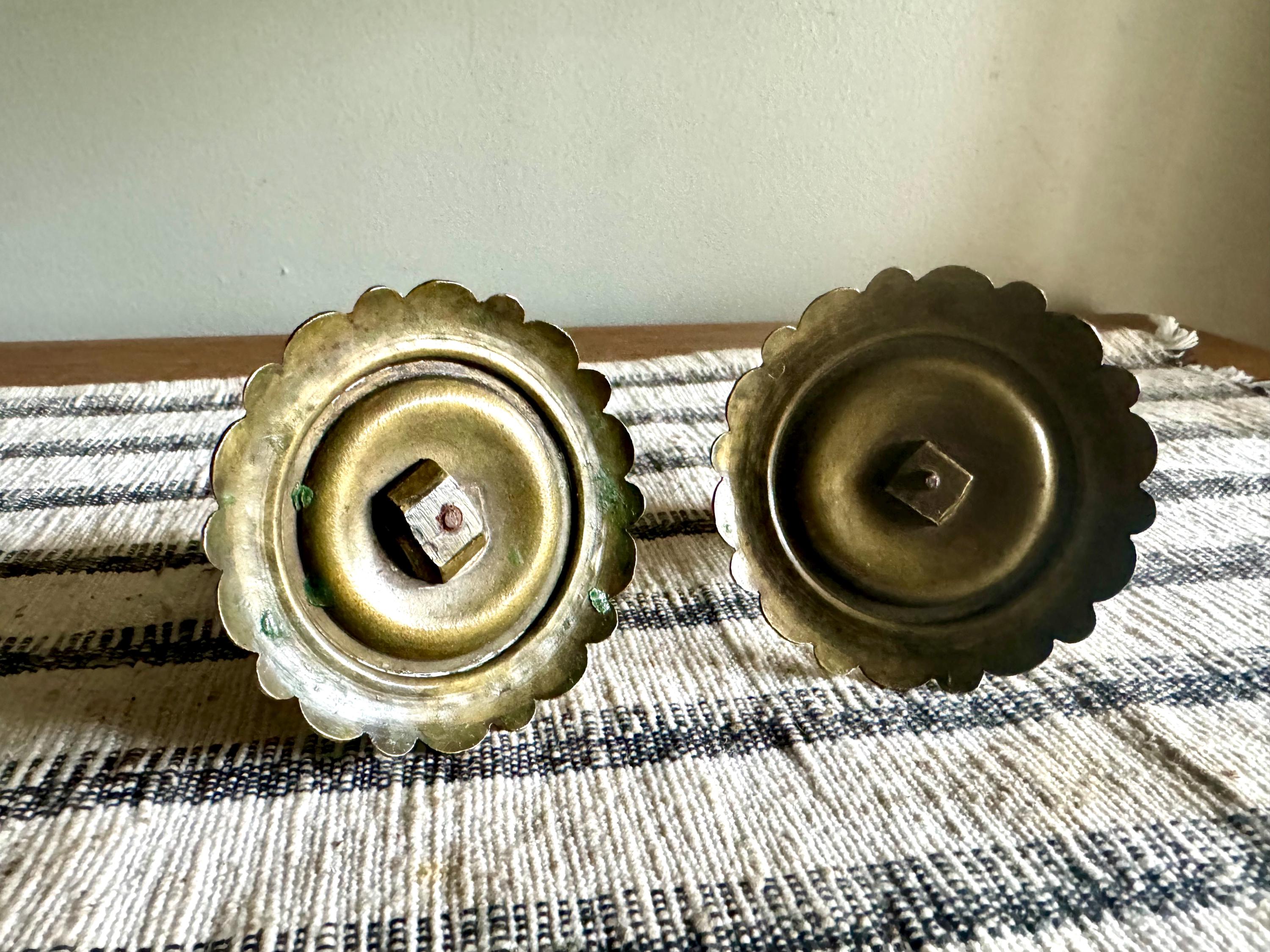 Pair of Antique Brass Ornate Candle Holders | 2 Brass Victorian Candlesticks | Hollywood Regency Decor | Small Ornate Floral Candlestick