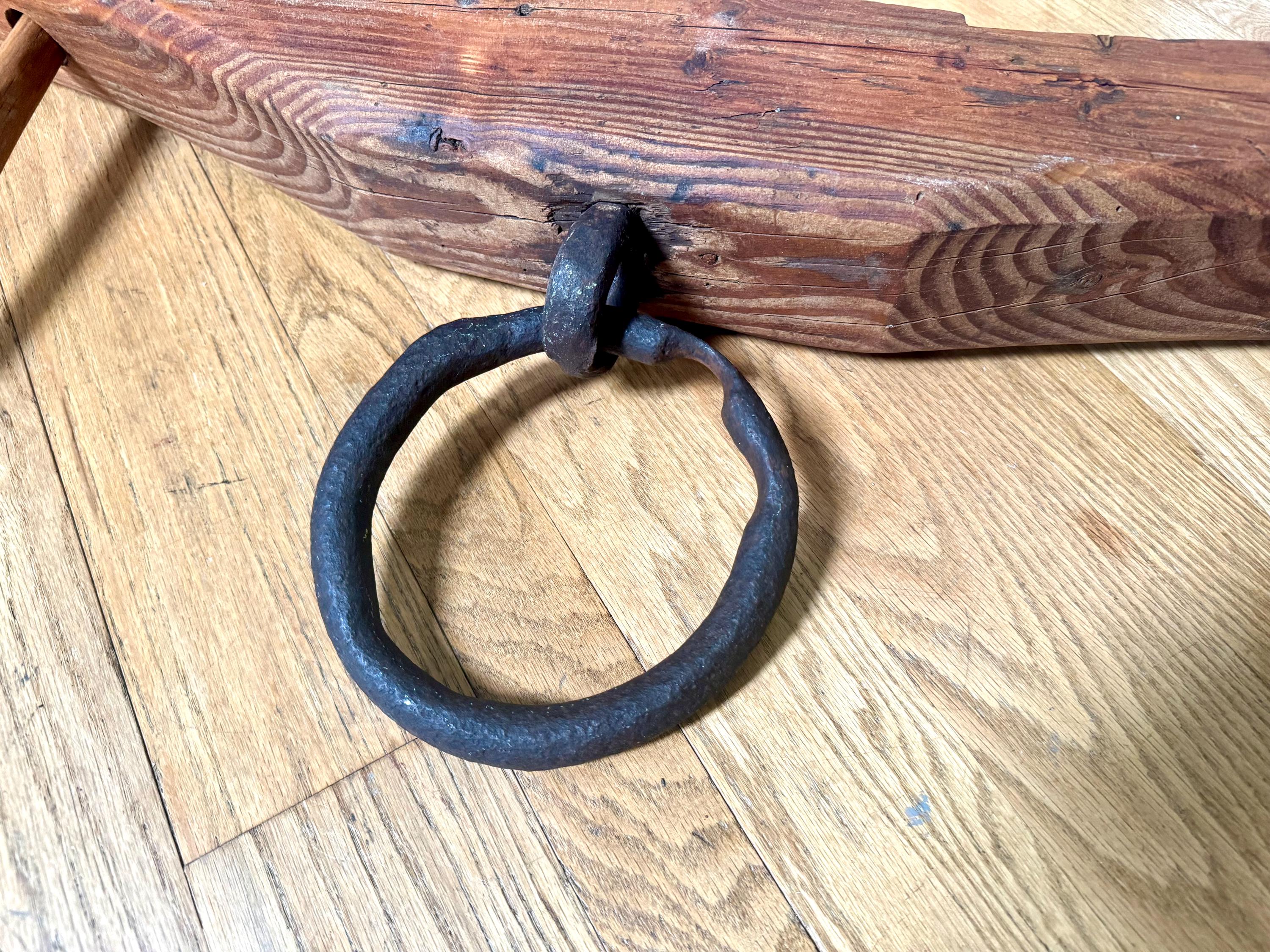 Antique Double Ox Yoke | Large Ox Yoke | Rustic Wood and Steel Double Ox Yoke | Large Primitive Handmade Double Oxen Yoke | Farmhouse Decor