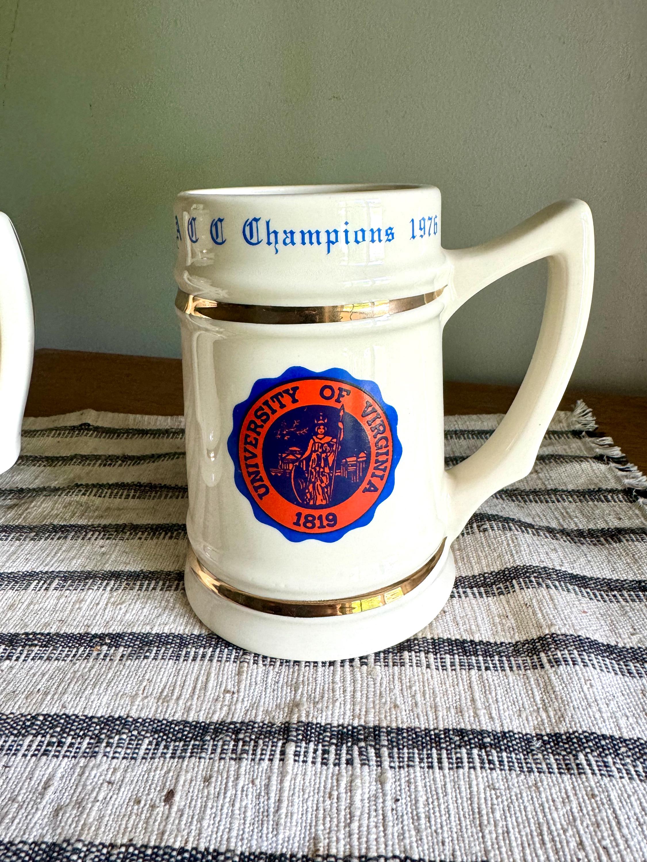Vtg Pair of Lewis Bros. University of Virginia 1976 ACC Champions Mug | UVA 1976 Champions Mug | UVA 1976 Champions Beer Stein