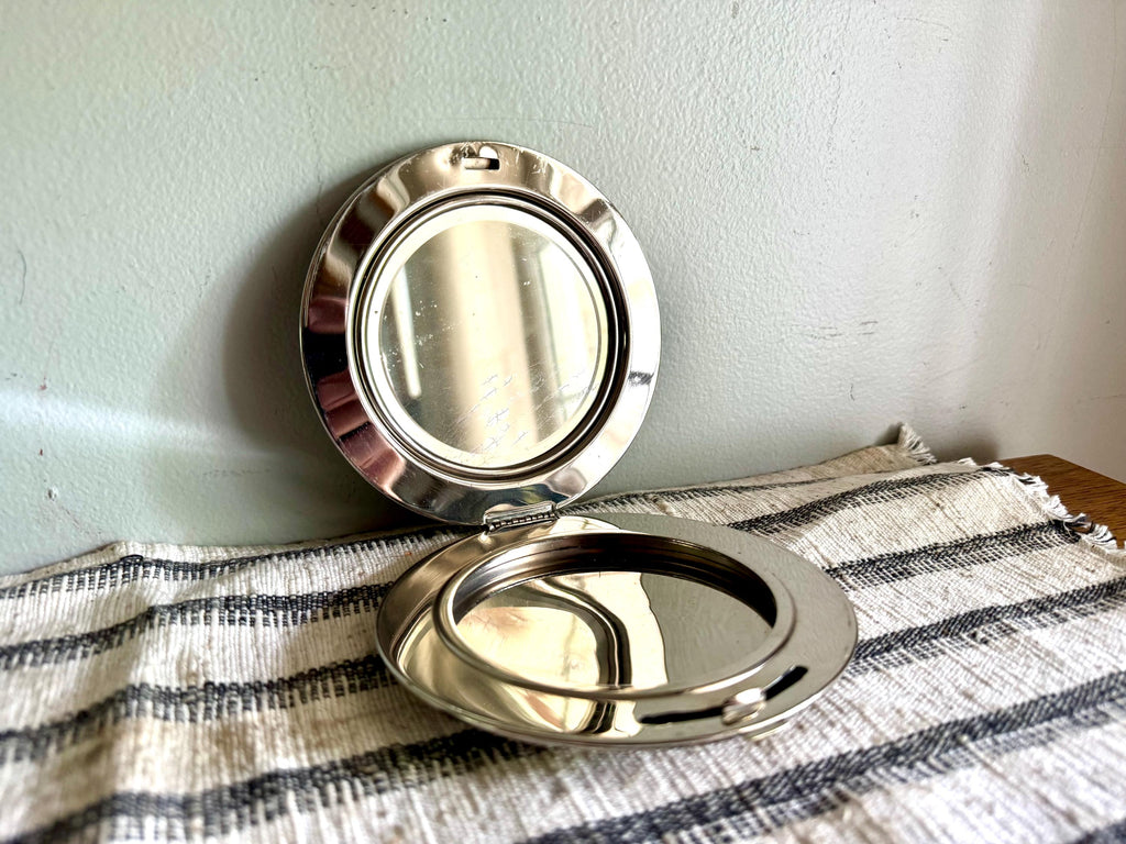 Vtg Scotty Dog Silver Toned Powder Compact | Scotty Terrier Large Compact | Large Silver Toned Scotty Dog Makeup Compact