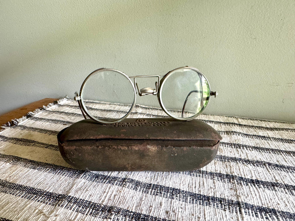 1920's American Optical Safety Glasses | AO SafetyEyewear With Case | Vintage American Optical Glasses | Vtg Riding Glasses With Case