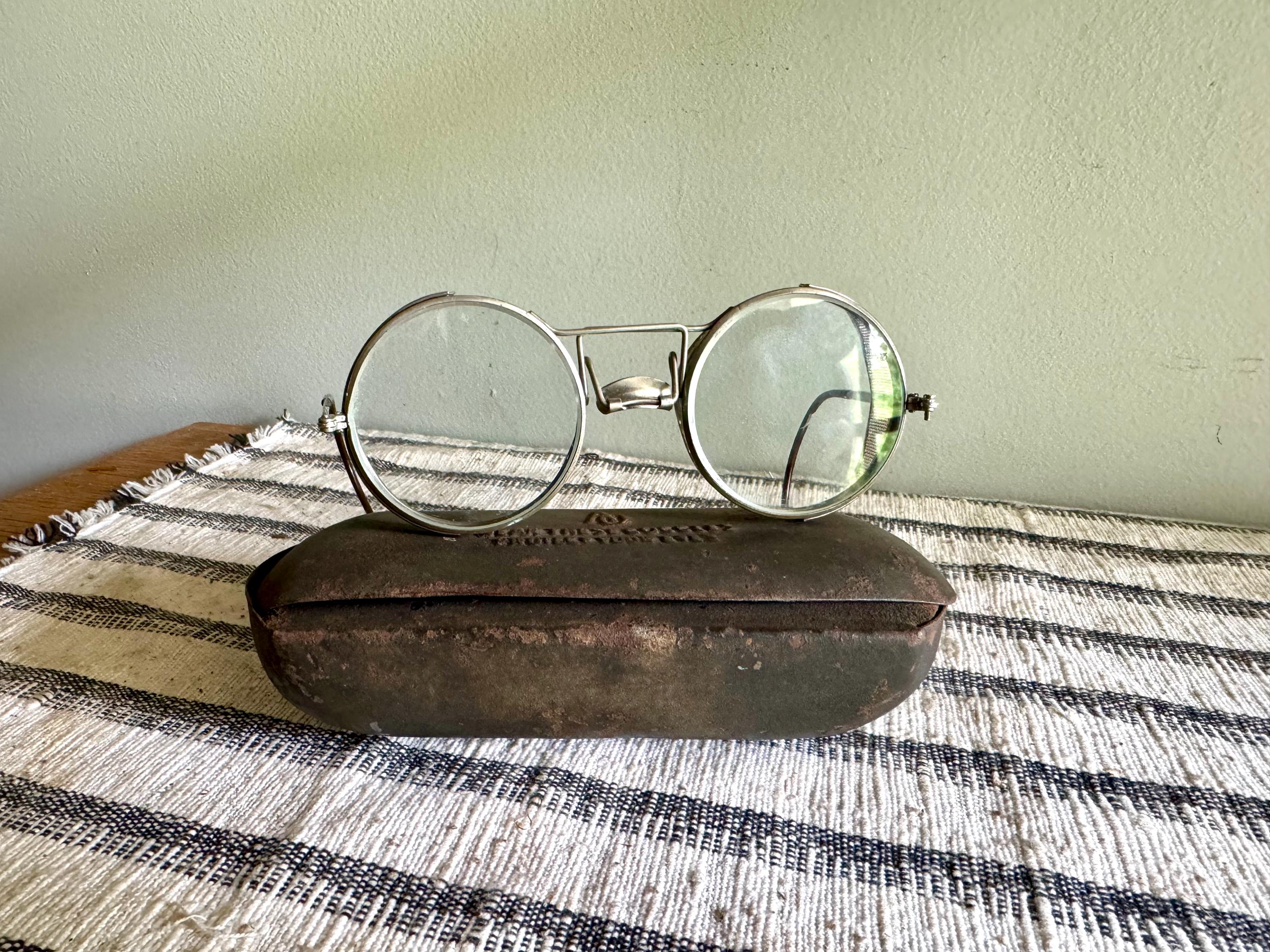 1920's American Optical Safety Glasses | AO SafetyEyewear With Case | Vintage American Optical Glasses | Vtg Riding Glasses With Case