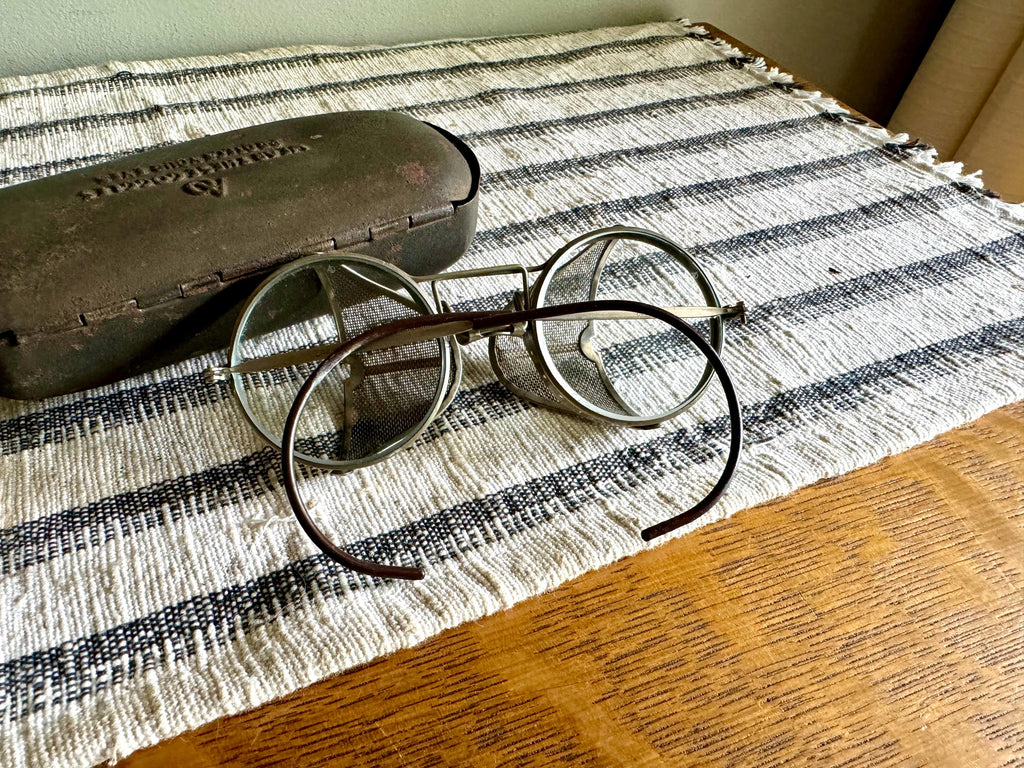 1920's American Optical Safety Glasses | AO SafetyEyewear With Case | Vintage American Optical Glasses | Vtg Riding Glasses With Case