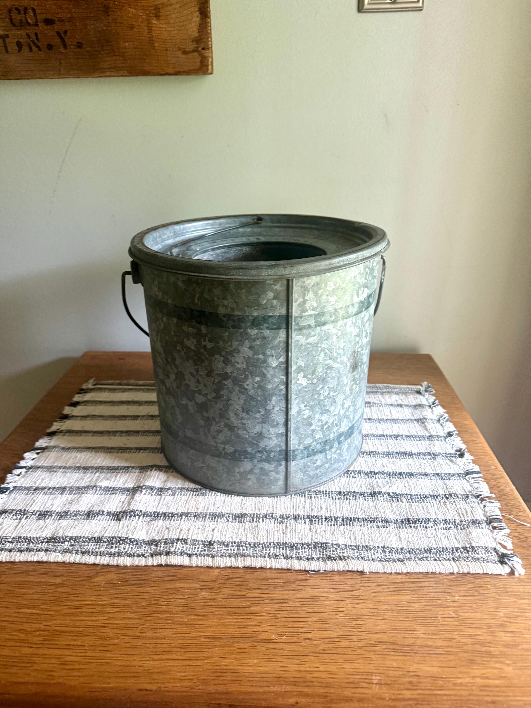 A Falls City The Angler's Choice Minnow Bucket | Falls City Metal Bait Bucket | Two Piece Minnow Bucket | Display Bucket | Fishing Decor