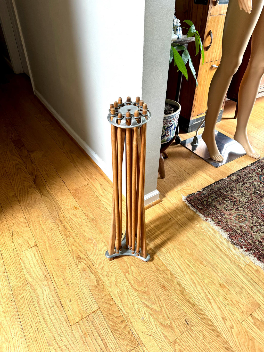 Artmoore Clothes Umbrella Drying Rack | Antique Clothes Rack | Wooden Armed Clothes Rack | Folding Clothes Rack | Wood Towel Rack