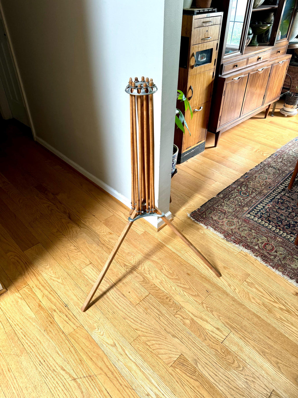 Artmoore Clothes Umbrella Drying Rack | Antique Clothes Rack | Wooden Armed Clothes Rack | Folding Clothes Rack | Wood Towel Rack