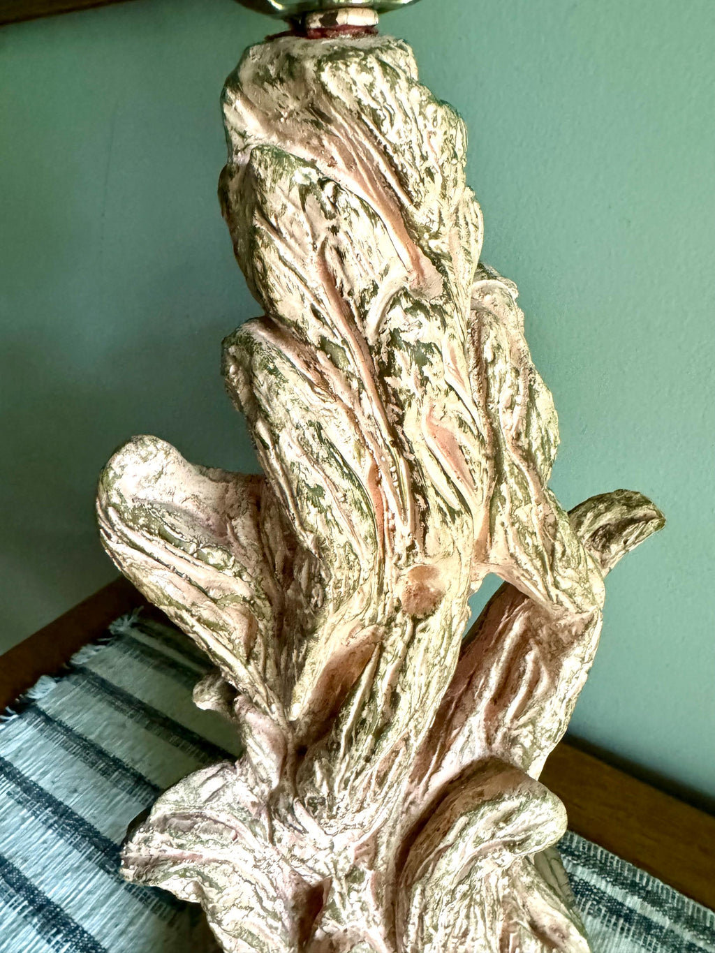 Vintage Pink Chalk Ware Faux Driftwood Lamp | Faux Driftwood Pink Lamp | Pink Plaster Tree Trunk Table Lamp | Unique Pink Lamp