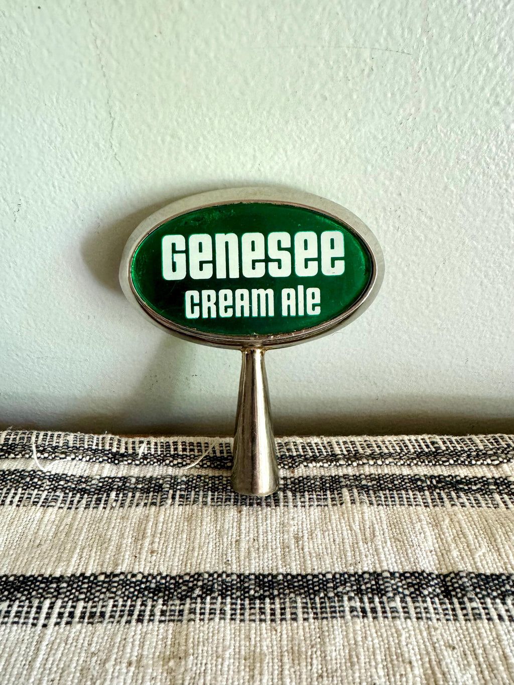 Genesee Creme Ale Beer Tab Handle | Oval Genesee Beer Tap Handle| Green and White Genesee Beer Tap Handle| Bar Tap | Genesee Beer Tap Handle
