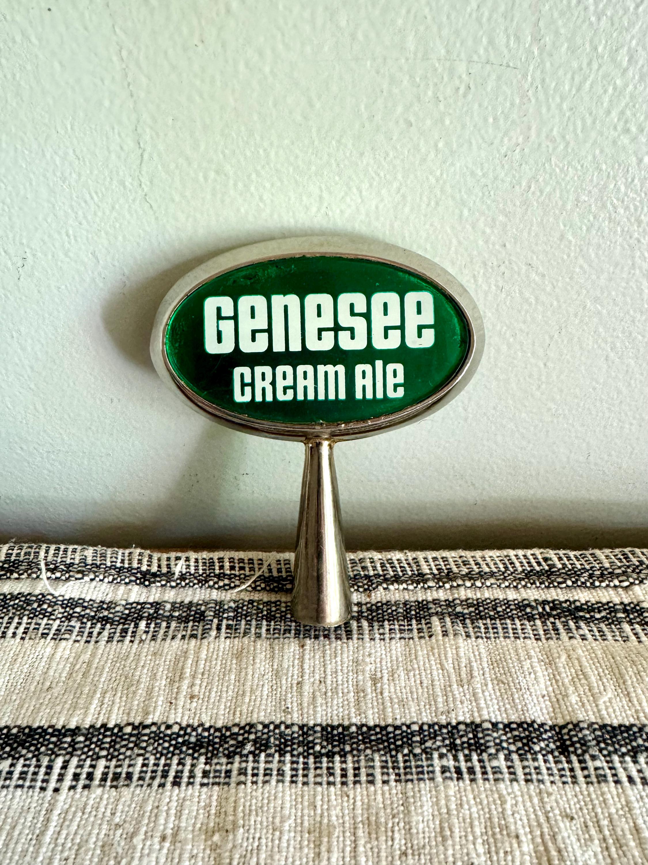 Genesee Creme Ale Beer Tab Handle | Oval Genesee Beer Tap Handle| Green and White Genesee Beer Tap Handle| Bar Tap | Genesee Beer Tap Handle