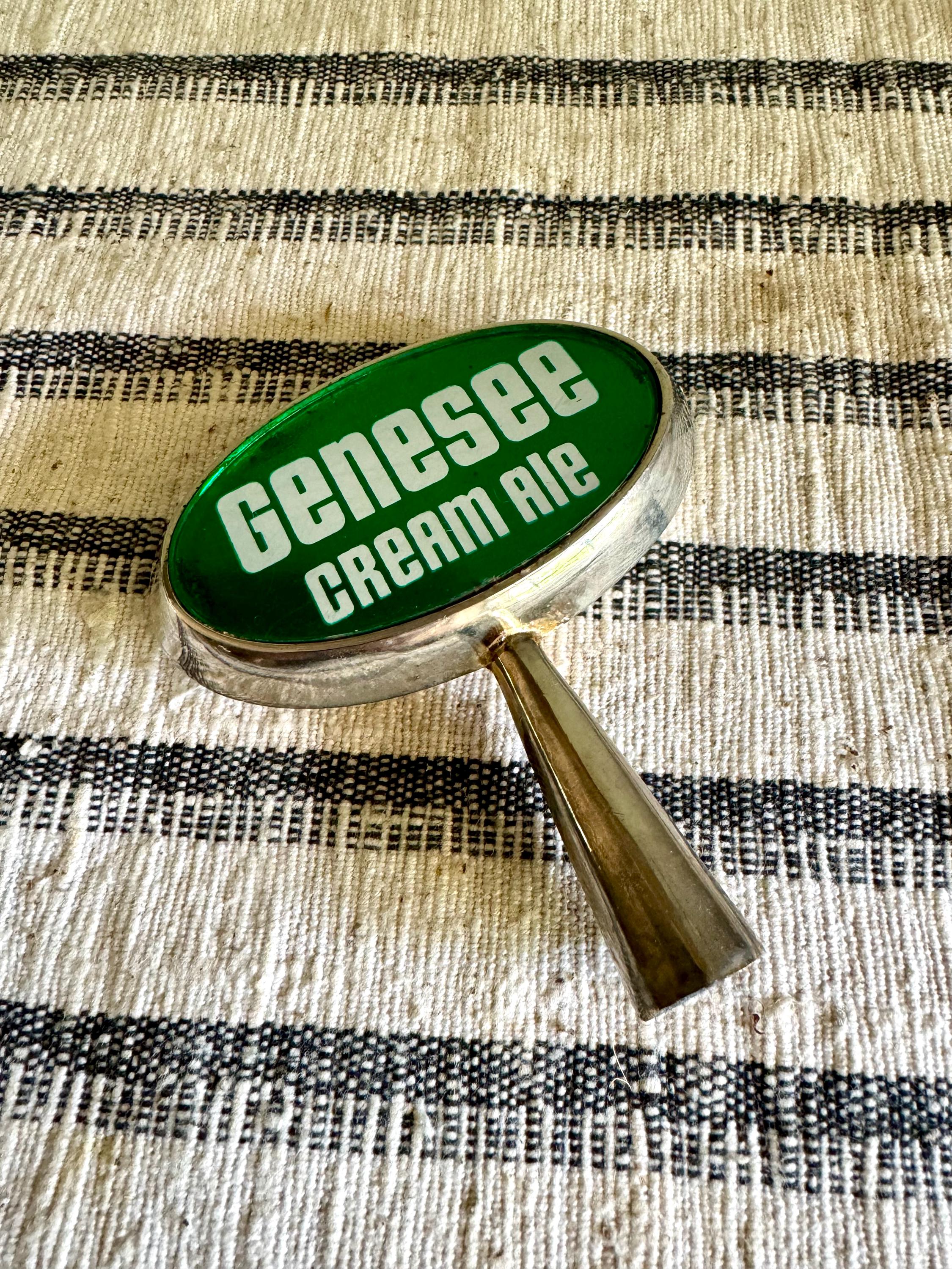 Genesee Creme Ale Beer Tab Handle | Oval Genesee Beer Tap Handle| Green and White Genesee Beer Tap Handle| Bar Tap | Genesee Beer Tap Handle