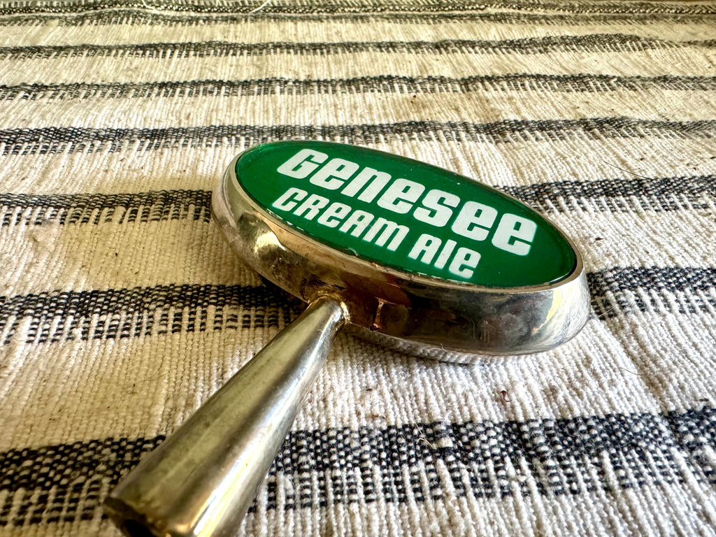 Genesee Creme Ale Beer Tab Handle | Oval Genesee Beer Tap Handle| Green and White Genesee Beer Tap Handle| Bar Tap | Genesee Beer Tap Handle