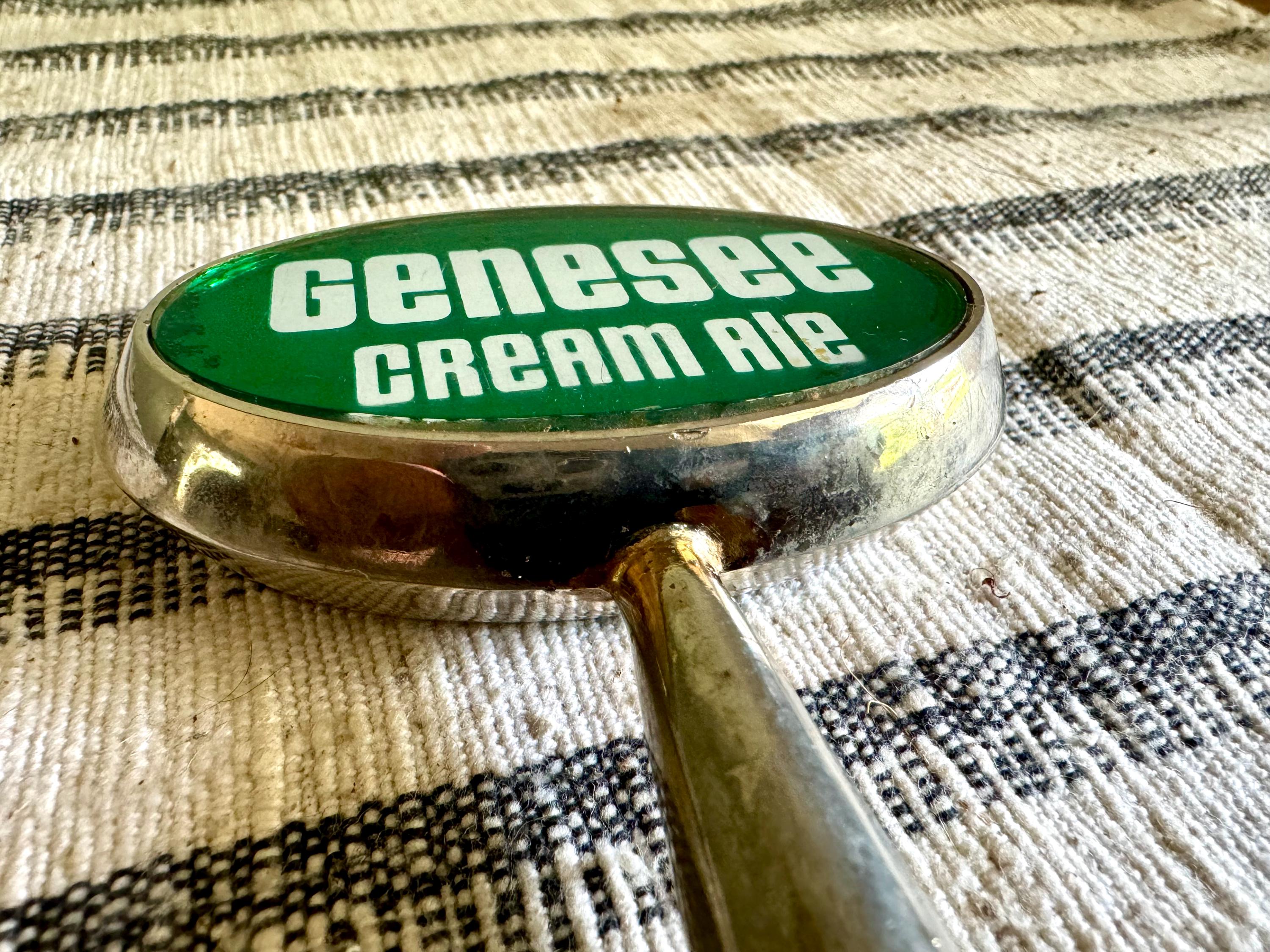 Genesee Creme Ale Beer Tab Handle | Oval Genesee Beer Tap Handle| Green and White Genesee Beer Tap Handle| Bar Tap | Genesee Beer Tap Handle