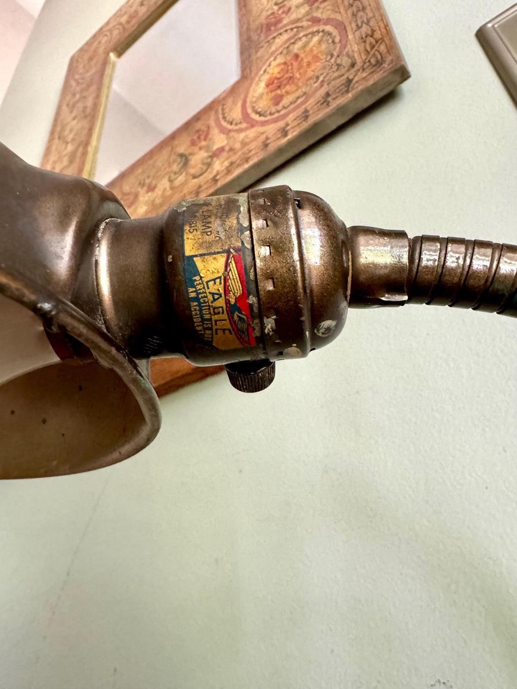 Vintage Eagle Goose Neck Lamp | Industrial Adjustable Desk Lamp | Eagle Cast Iron Desk Lamp | Distressed Metal Desk Lamp | Rustic Desk Lamp