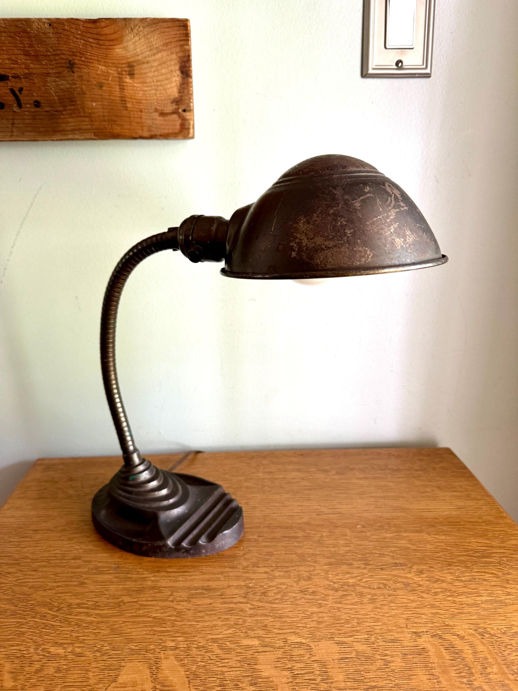 Vintage Eagle Goose Neck Lamp | Industrial Adjustable Desk Lamp | Eagle Cast Iron Desk Lamp | Distressed Metal Desk Lamp | Rustic Desk Lamp