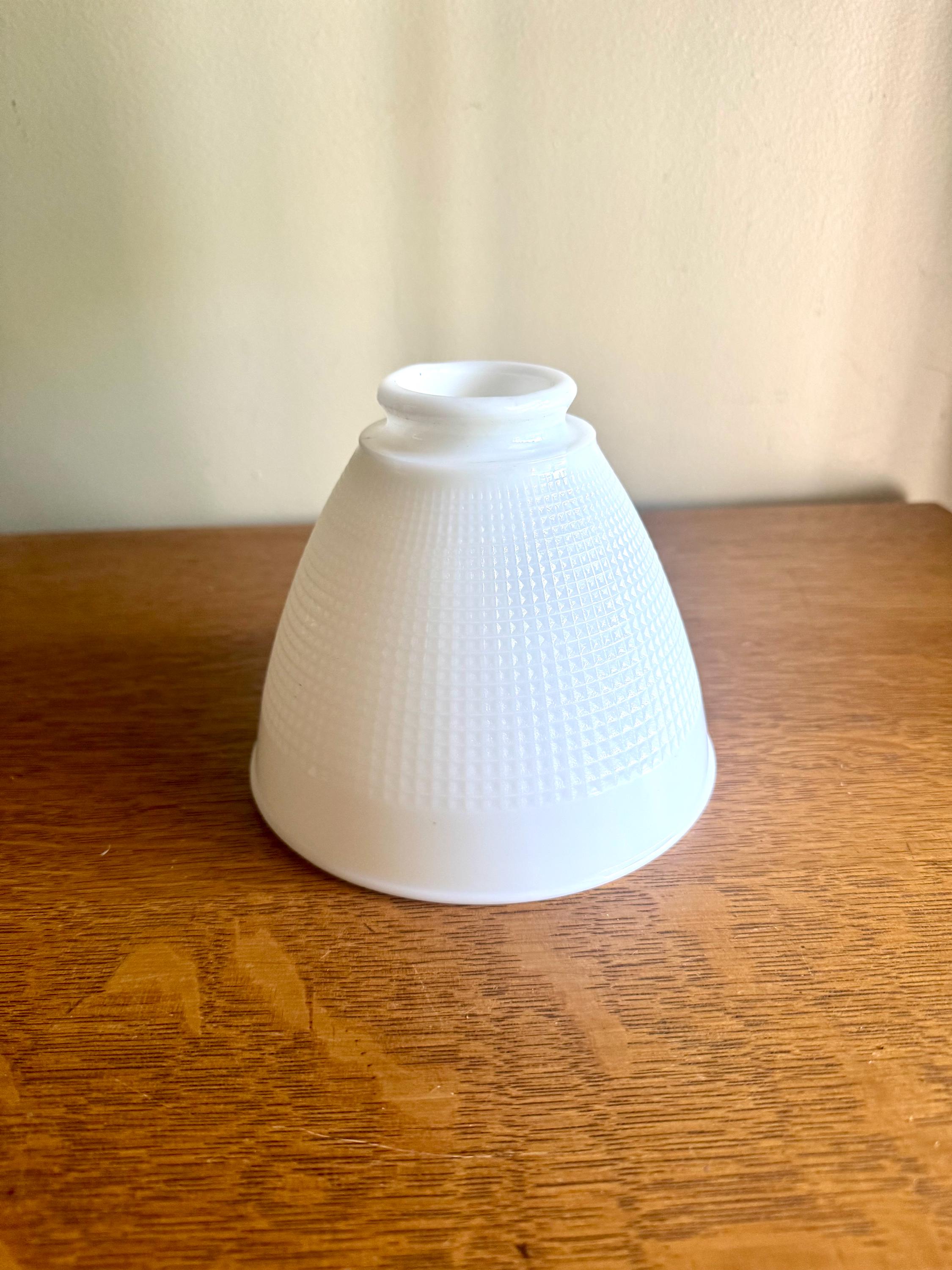 Vintage Milk Glass Lamp Shade | Corning Torchiere Diffuser | Stiffel Rembrandt Glass Shade | Small Waffle Pattern | 6"x 4 3/4"