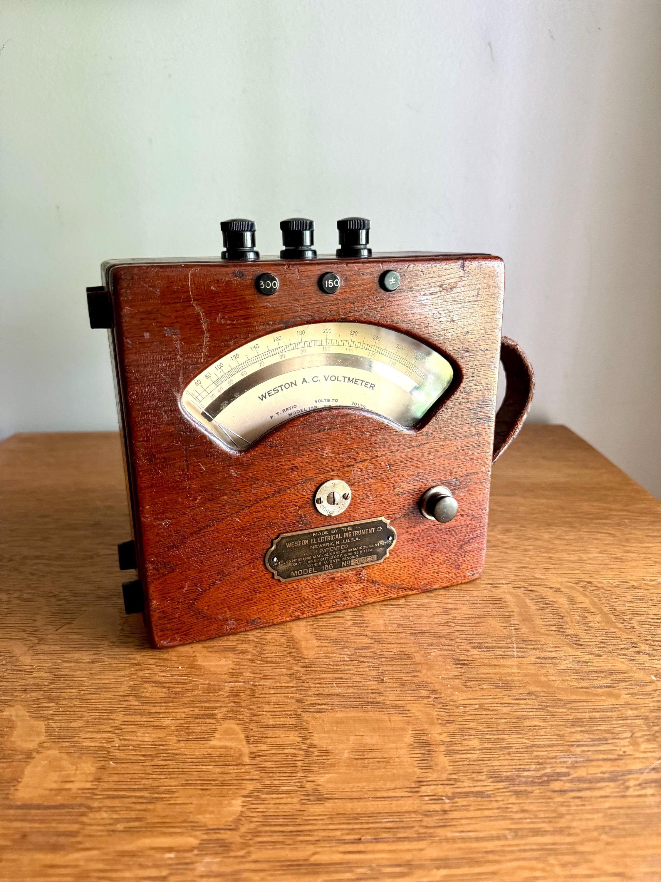 Antique Weston A.C. Volt Meter | Weston 155 A.C. Volt Gauge | Weston Model 155 | Weston Electrical Instruments Co. | Factory Testing Equip.