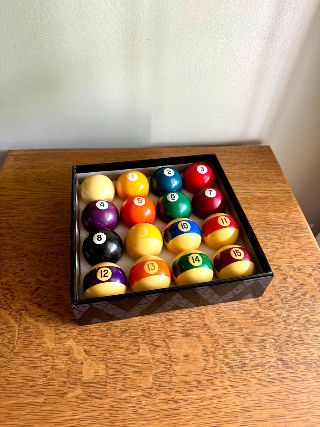 Vintage Complete Set of Broken Stripe Billiard Balls | Bakelite Pools Balls | Vintage Billiard Balls