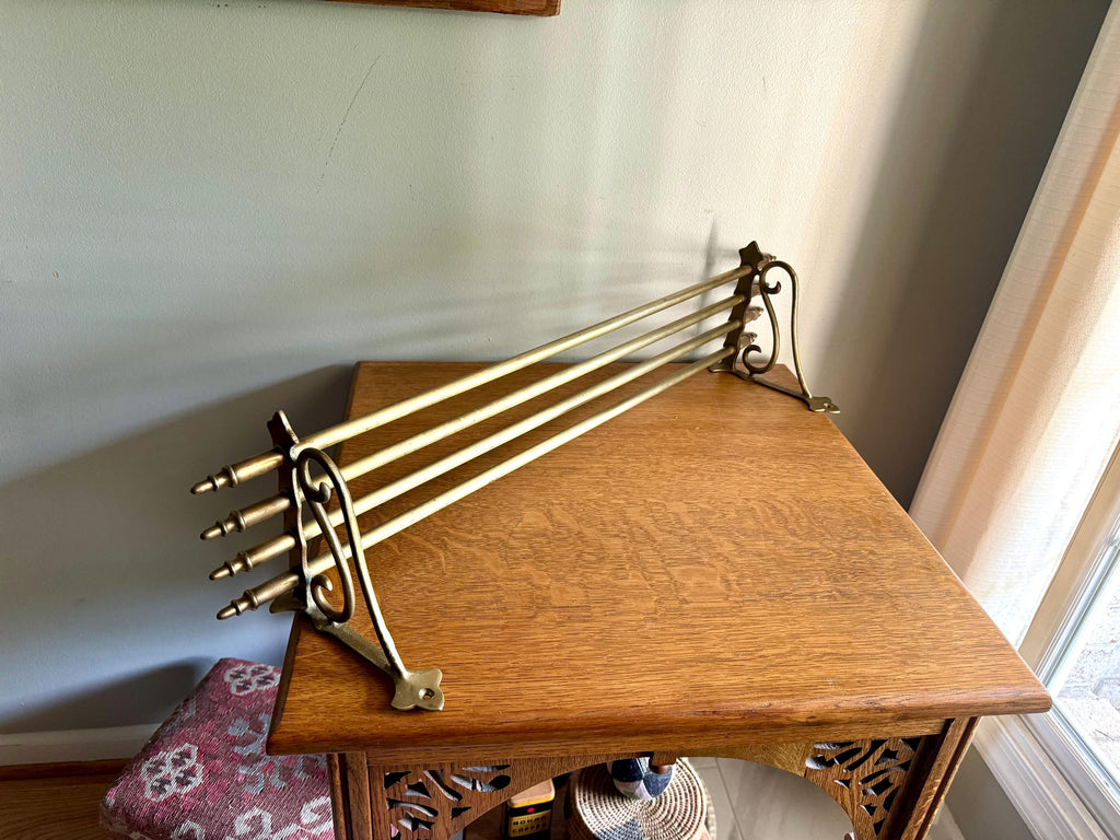 Antique Brass Train Pullman Luggage Rack | Brass Train Overhead Wall Mount Shelf | Railroad Pullman Car Style Brass Shelf | Brass Train Rack