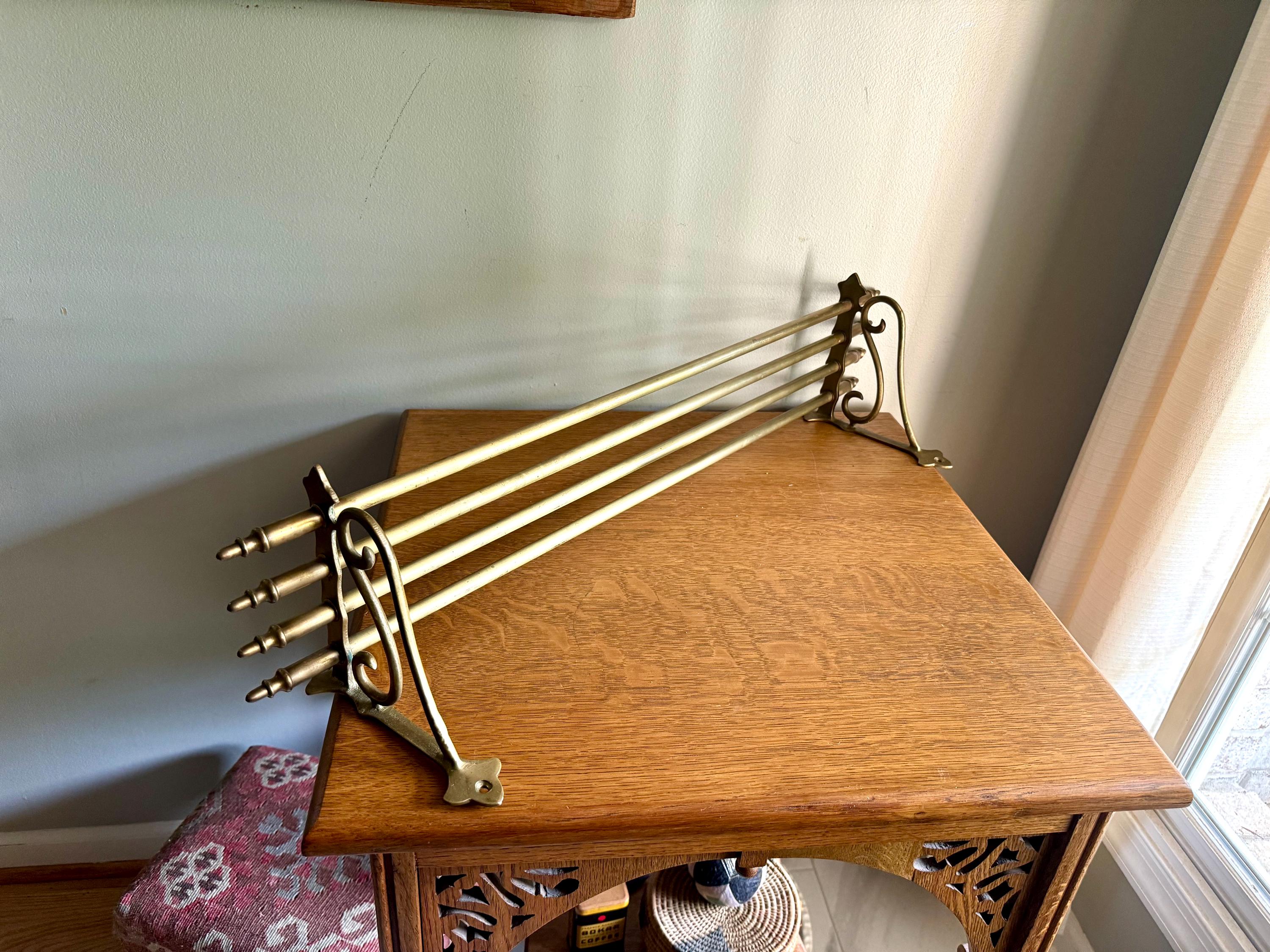 Antique Brass Train Pullman Luggage Rack | Brass Train Overhead Wall Mount Shelf | Railroad Pullman Car Style Brass Shelf | Brass Train Rack