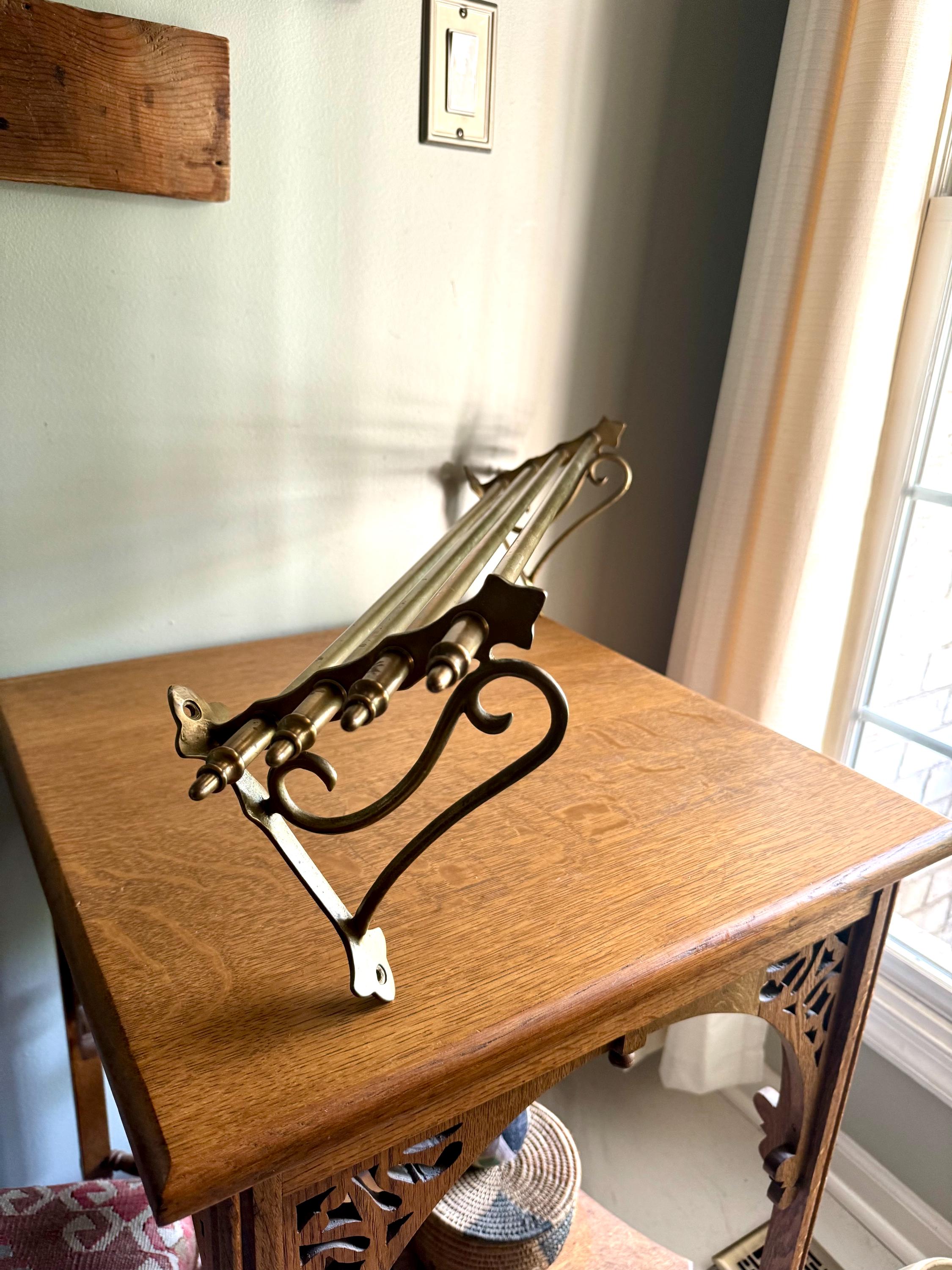 Antique Brass Train Pullman Luggage Rack | Brass Train Overhead Wall Mount Shelf | Railroad Pullman Car Style Brass Shelf | Brass Train Rack