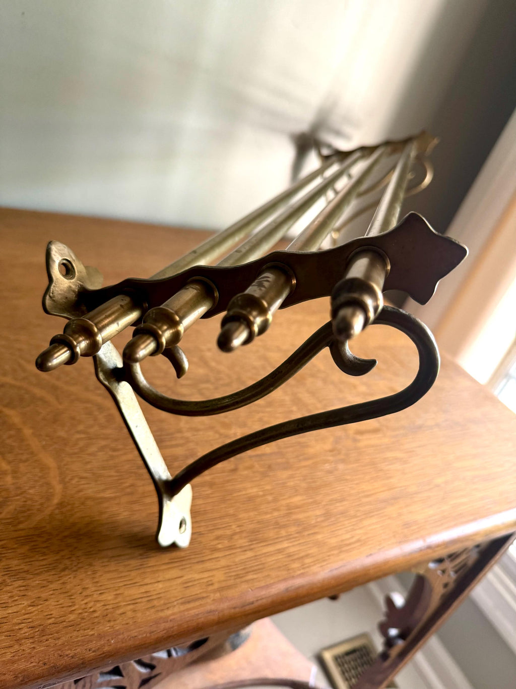 Antique Brass Train Pullman Luggage Rack | Brass Train Overhead Wall Mount Shelf | Railroad Pullman Car Style Brass Shelf | Brass Train Rack