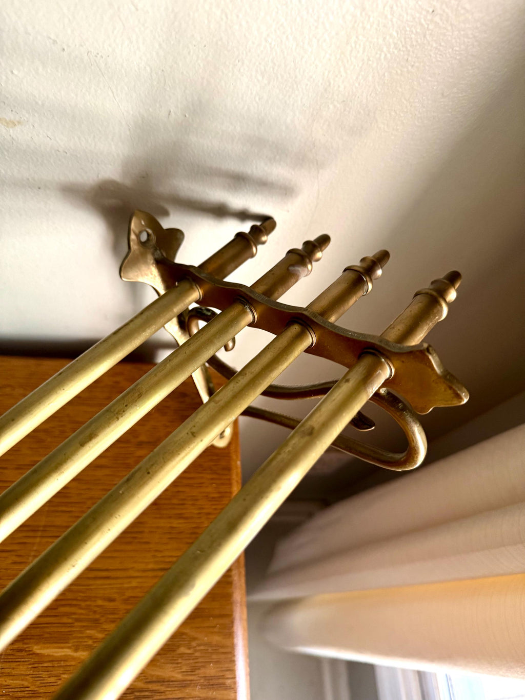 Antique Brass Train Pullman Luggage Rack | Brass Train Overhead Wall Mount Shelf | Railroad Pullman Car Style Brass Shelf | Brass Train Rack