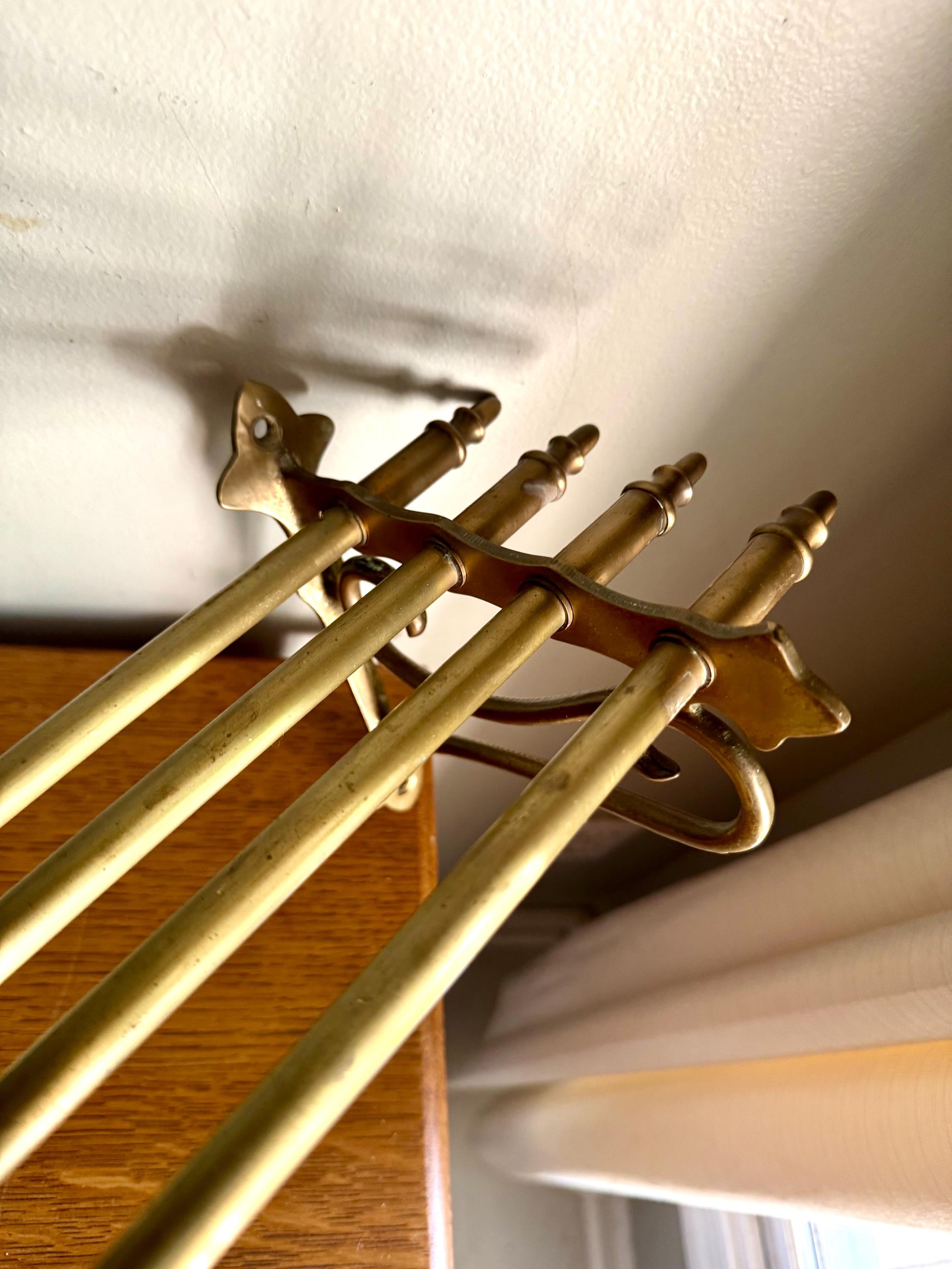 Antique Brass Train Pullman Luggage Rack | Brass Train Overhead Wall Mount Shelf | Railroad Pullman Car Style Brass Shelf | Brass Train Rack