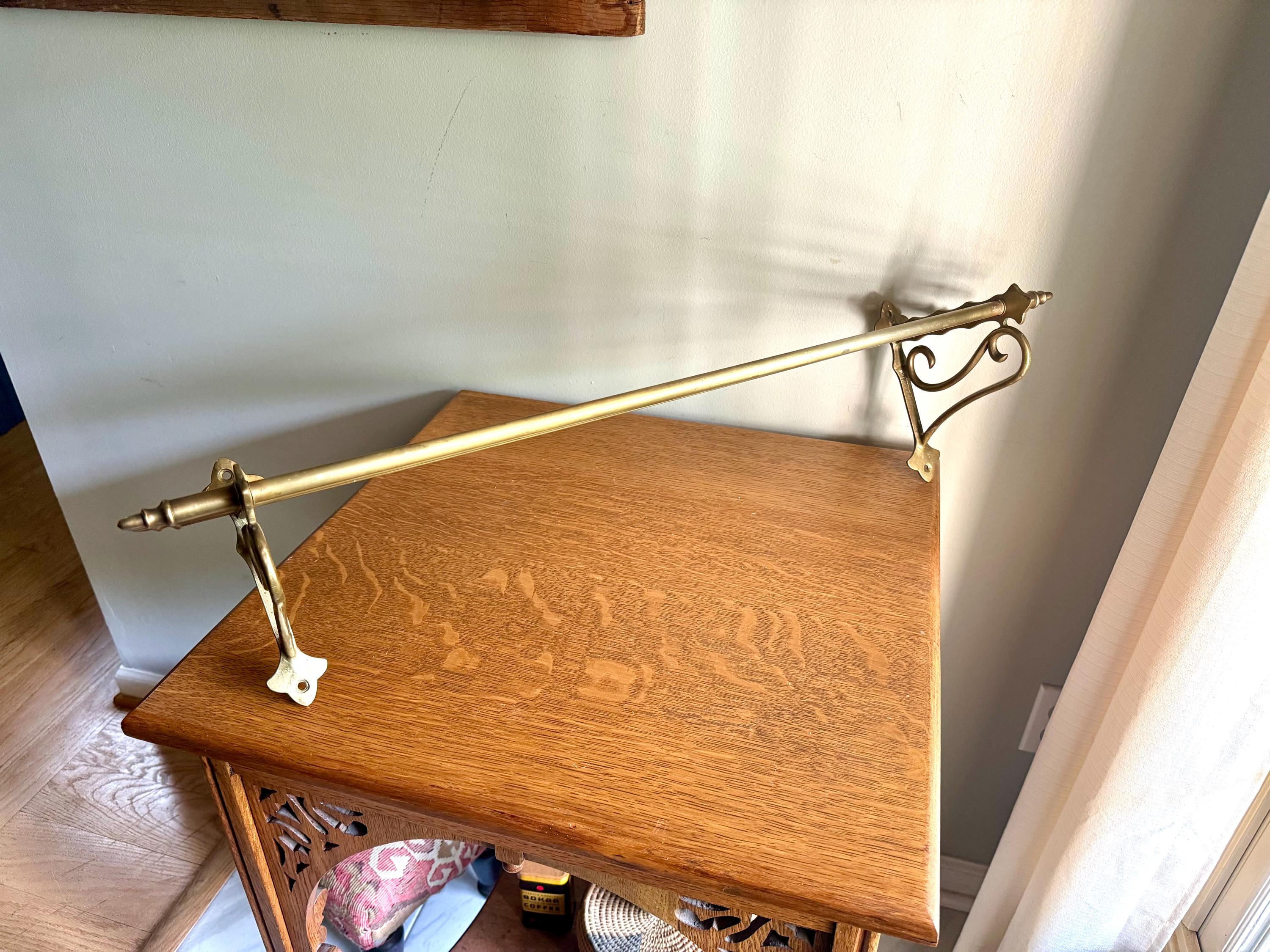 Antique Brass Train Pullman Luggage Rack | Brass Train Overhead Wall Mount Shelf | Railroad Pullman Car Style Brass Shelf | Brass Train Rack