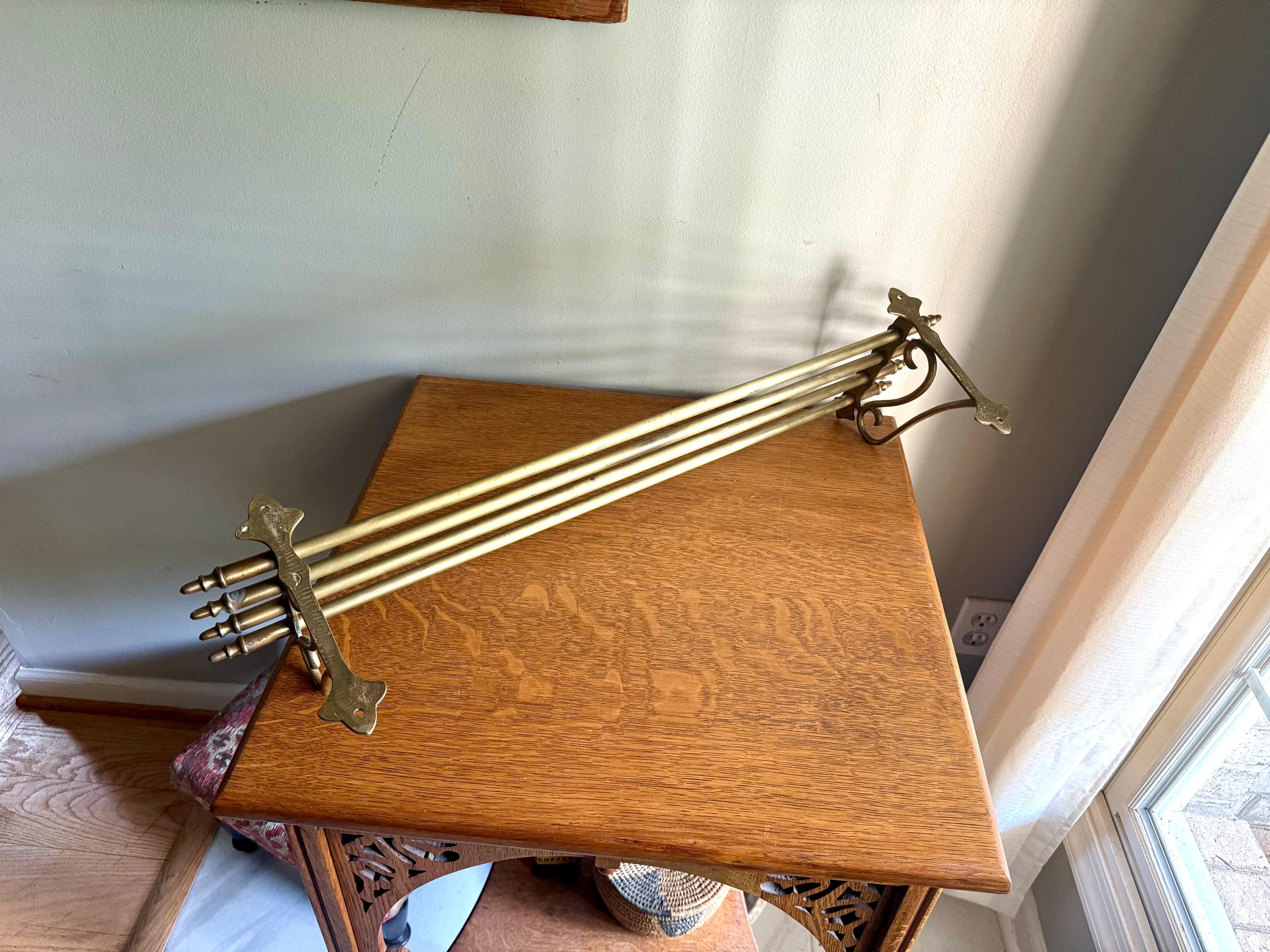 Antique Brass Train Pullman Luggage Rack | Brass Train Overhead Wall Mount Shelf | Railroad Pullman Car Style Brass Shelf | Brass Train Rack