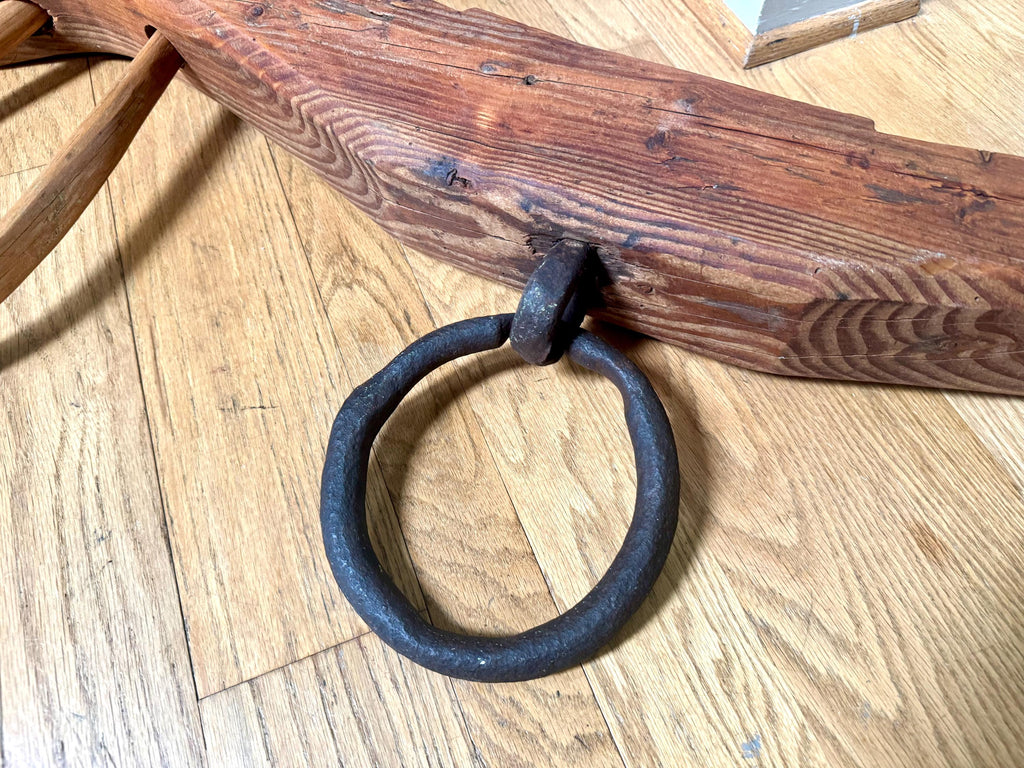 Antique Double Ox Yoke | Large Ox Yoke | Rustic Wood and Steel Double Ox Yoke | Large Primitive Handmade Double Oxen Yoke | Farmhouse Decor