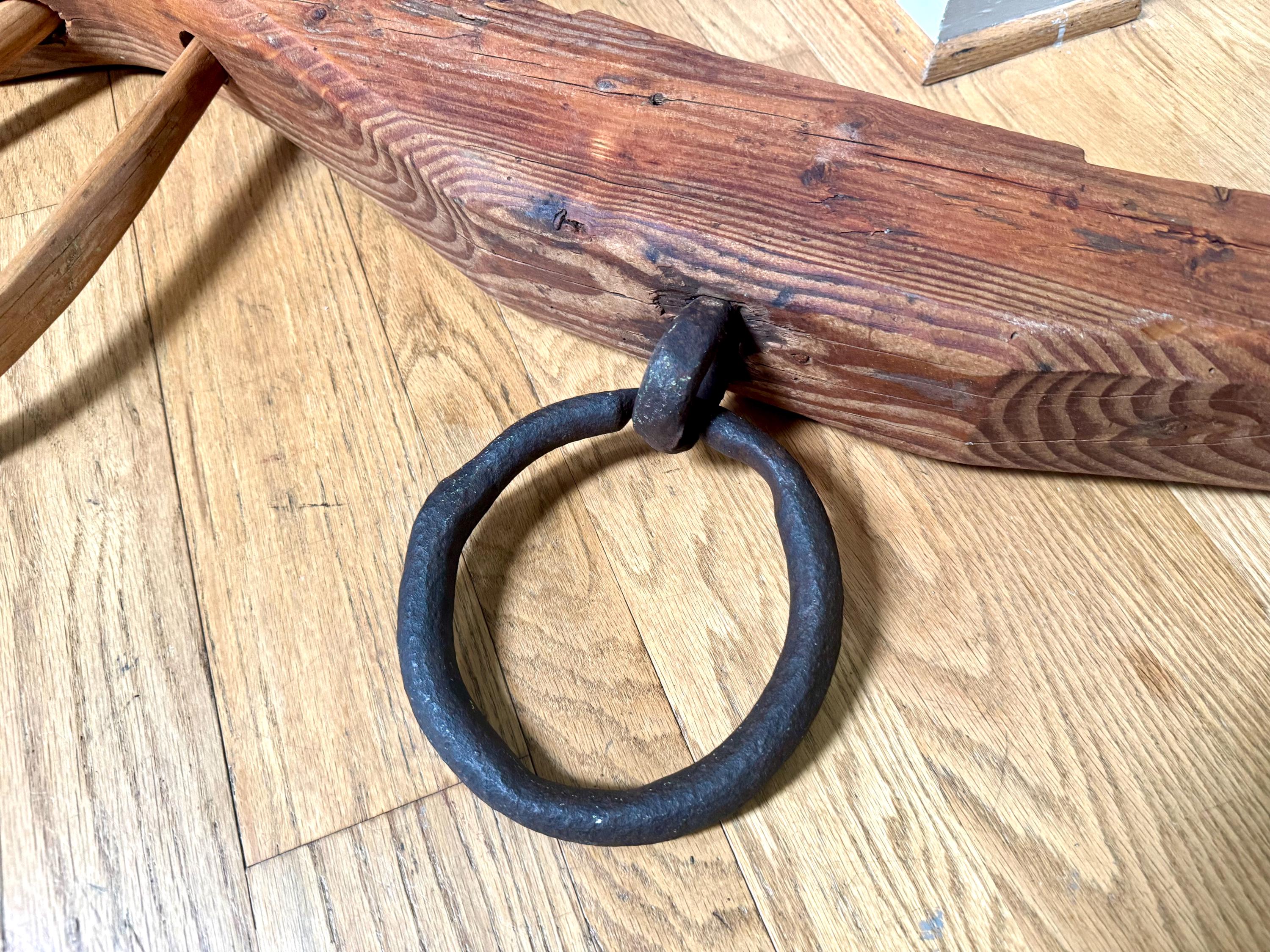 Antique Double Ox Yoke | Large Ox Yoke | Rustic Wood and Steel Double Ox Yoke | Large Primitive Handmade Double Oxen Yoke | Farmhouse Decor