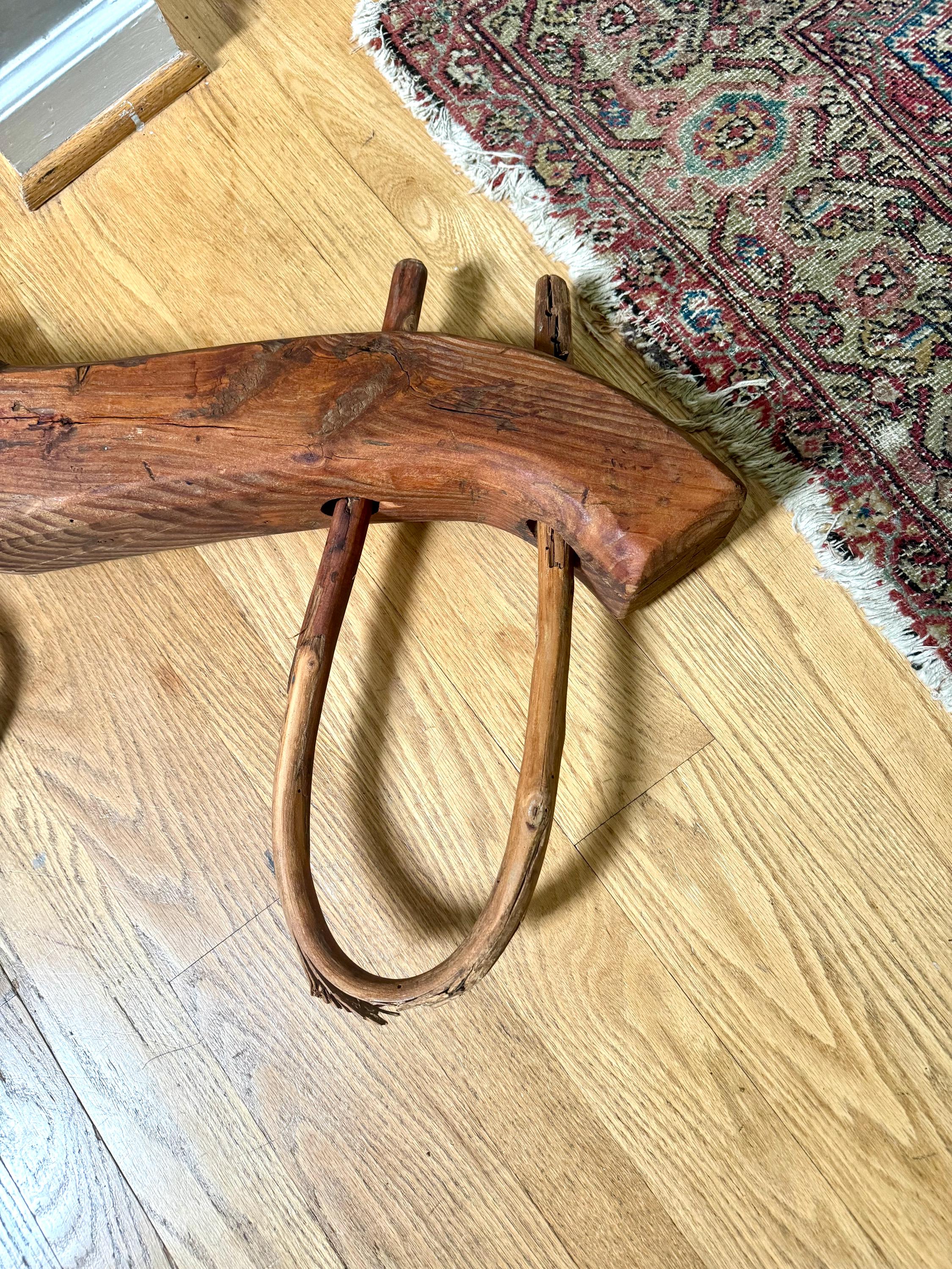 Antique Double Ox Yoke | Large Ox Yoke | Rustic Wood and Steel Double Ox Yoke | Large Primitive Handmade Double Oxen Yoke | Farmhouse Decor