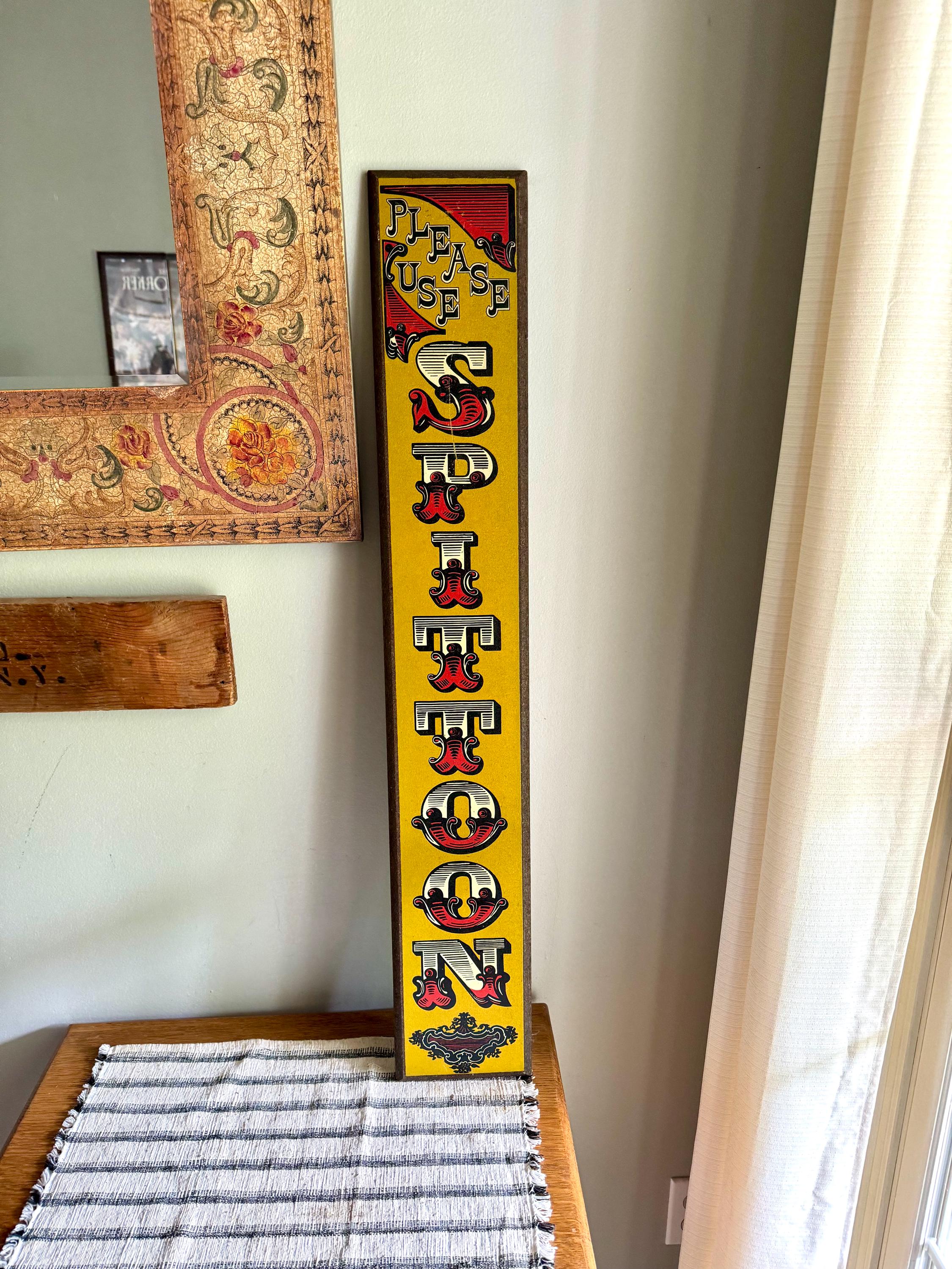 Vintage Yorkraft Wood Saloon Sign | Rustic Bar Decor | Hand Crafted Wooden Pub Sign | Man Cave Decor | "Please Us Spittoon Novelty Sign