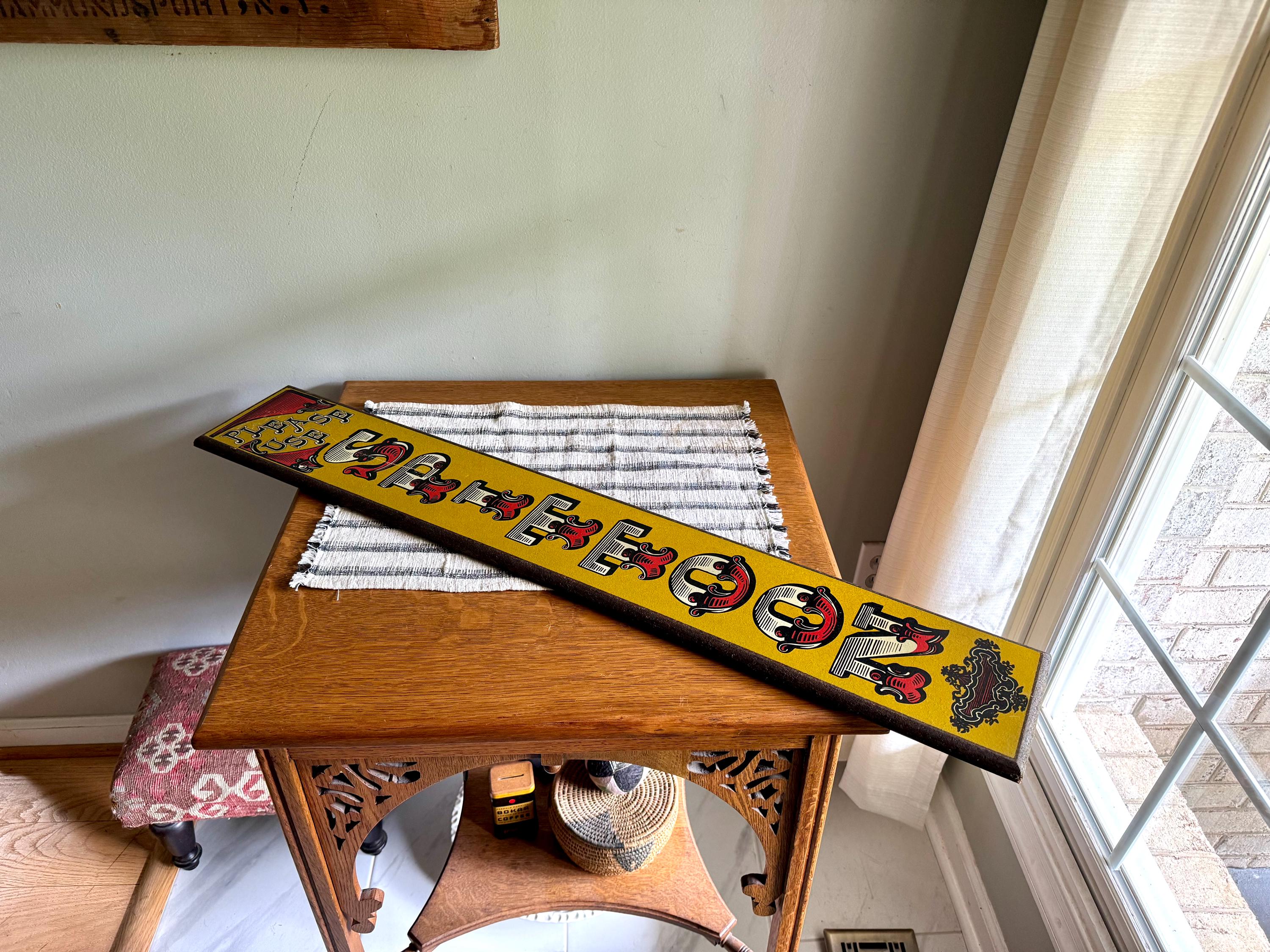 Vintage Yorkraft Wood Saloon Sign | Rustic Bar Decor | Hand Crafted Wooden Pub Sign | Man Cave Decor | "Please Us Spittoon Novelty Sign