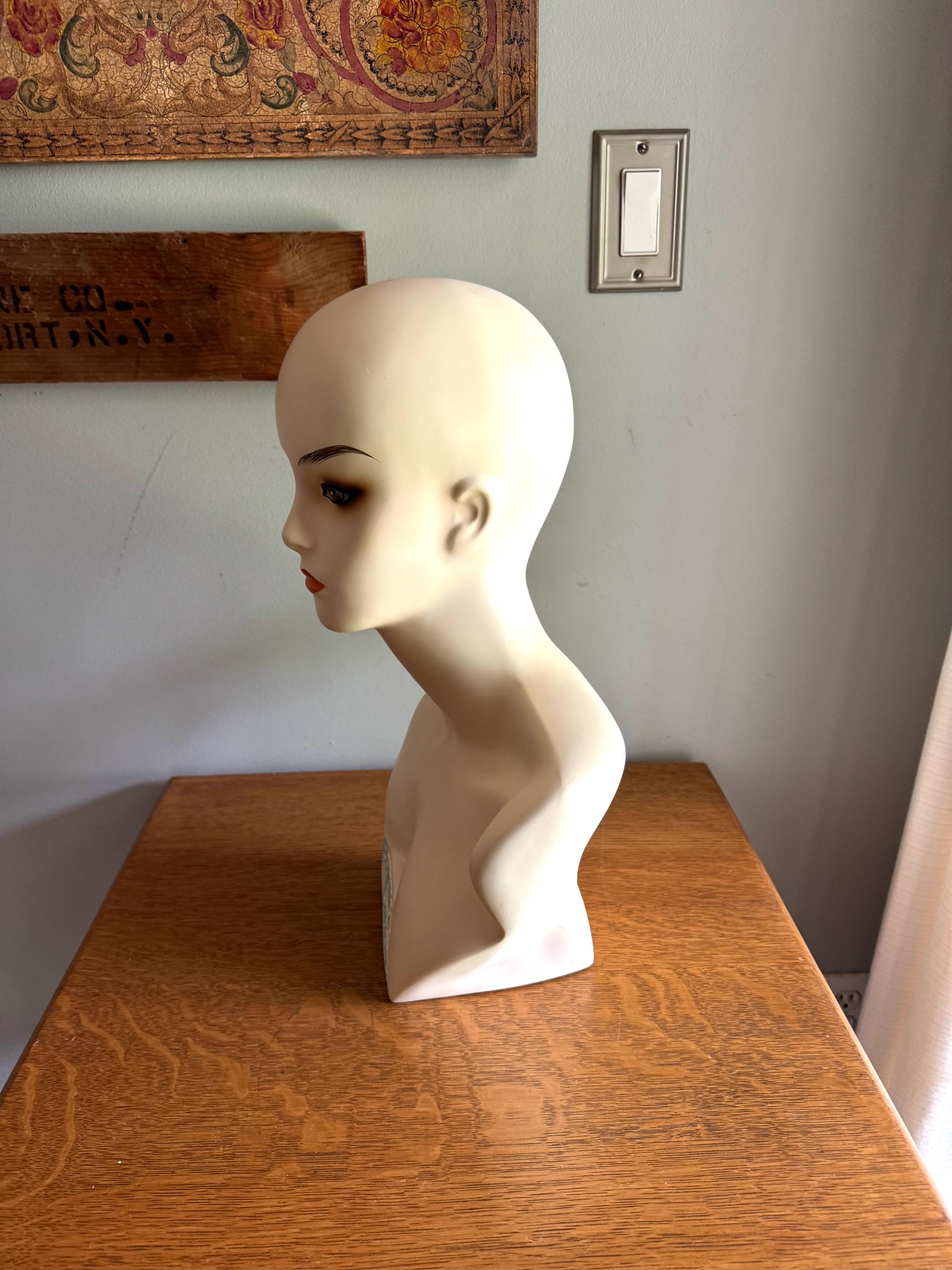 Vintage Estetica Designs Mannequin Head  | Hand Painted Mannequin Bust | Lady Mannequin Head Wig Display | Art Deco Mannequin Shop Display