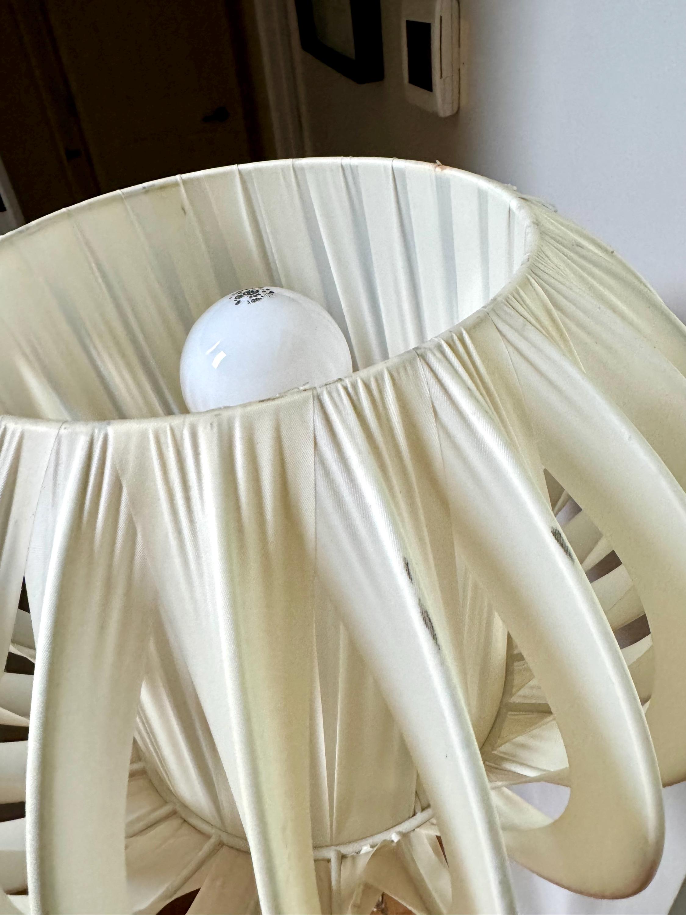 Vintage Mid Century Modern Adjustable Pleated Ribbon Shade Lamp | Pleated Drum Shade Adjustable Floor Lamp | Cloth Shade MCM Floor Lamp