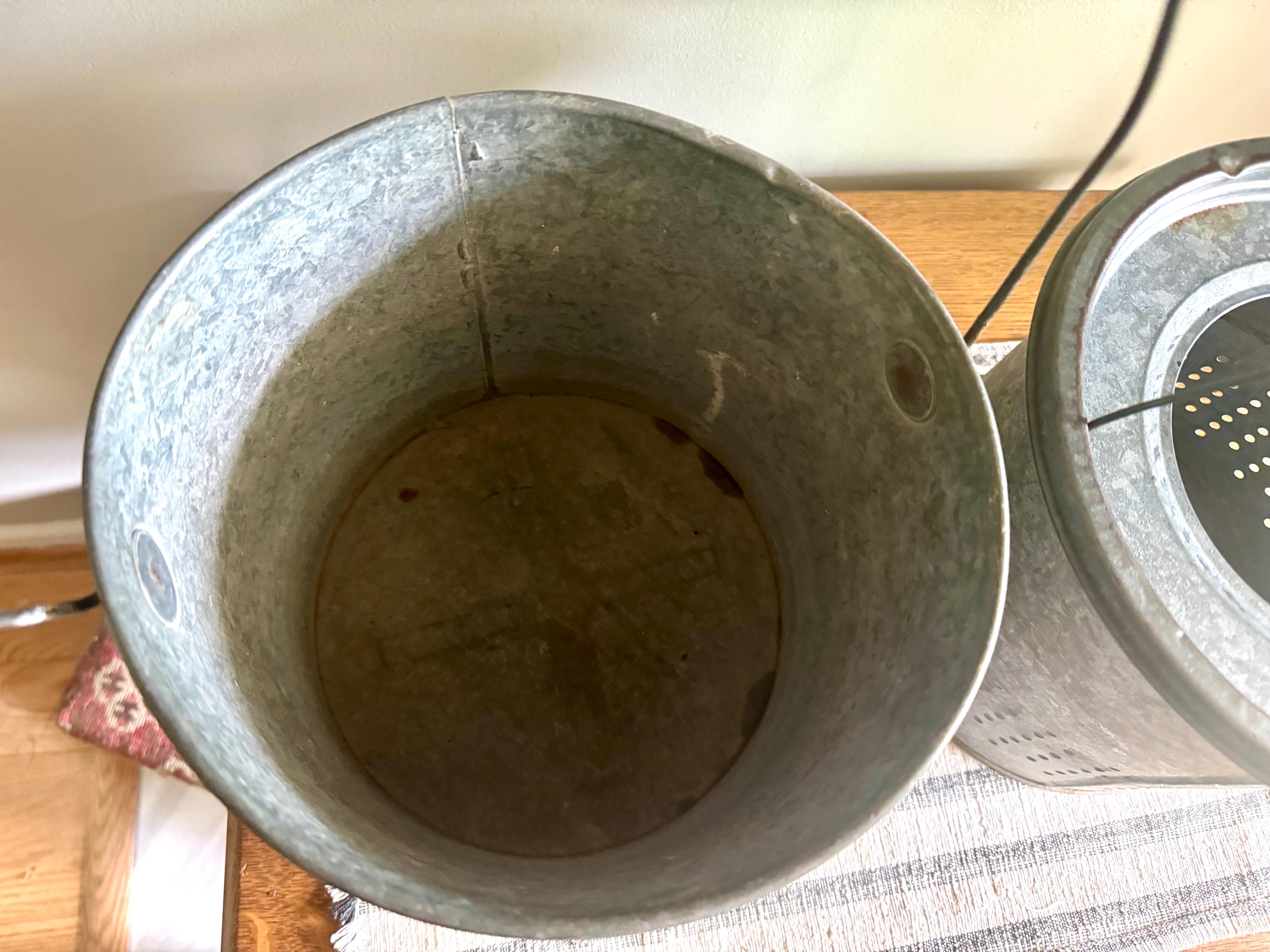 A Falls City The Angler's Choice Minnow Bucket | Falls City Metal Bait Bucket | Two Piece Minnow Bucket | Display Bucket | Fishing Decor