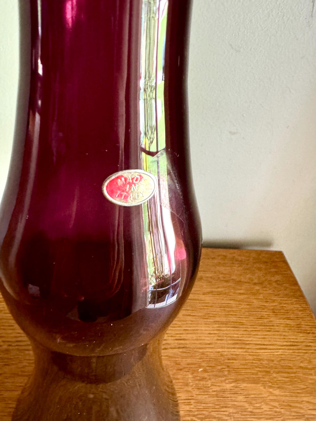 Large Amethyst Empoli Glass Bottle | Deep Purple Italian Glass Decanter | 24 1/2" Genie Bottle Amethyst Bohemian Style Bottle | Boho Decor