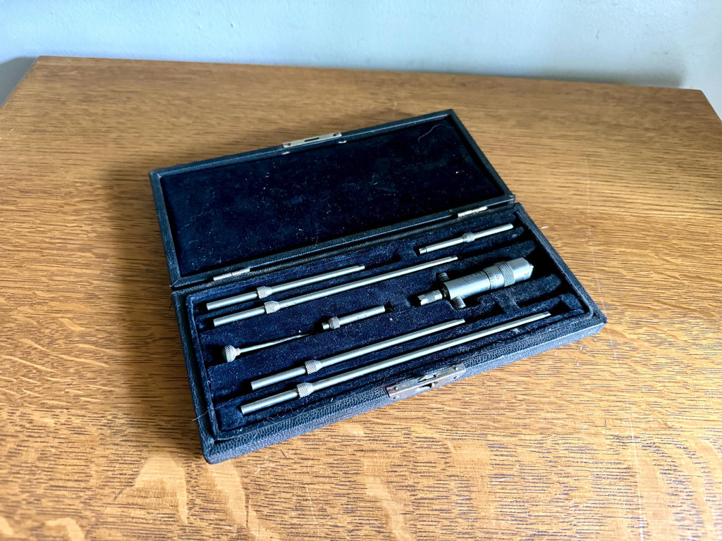 Vintage Starrett Inside Depth Micrometer l L.S. Starrett Inside Depth Micrometer Set | Antique Machinist Tool | Starrett Machinist Depth Set
