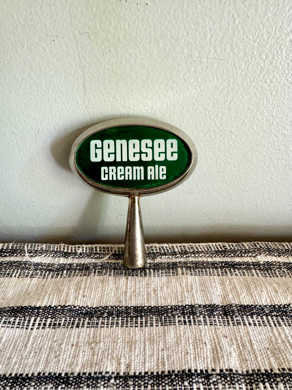 Genesee Creme Ale Beer Tab Handle | Oval Genesee Beer Tap Handle| Green and White Genesee Beer Tap Handle| Bar Tap | Genesee Beer Tap Handle
